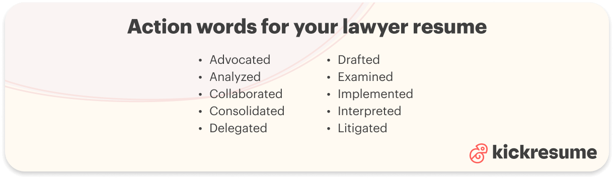 Action verbs lawyer resume