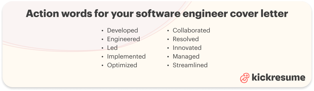 Action words software engineer cover letter