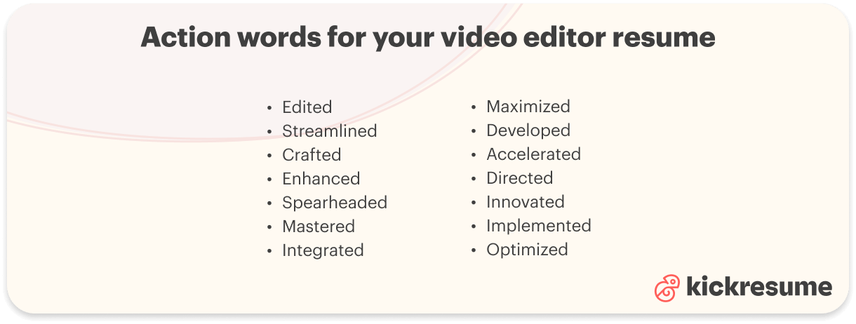 Video editor action words examples