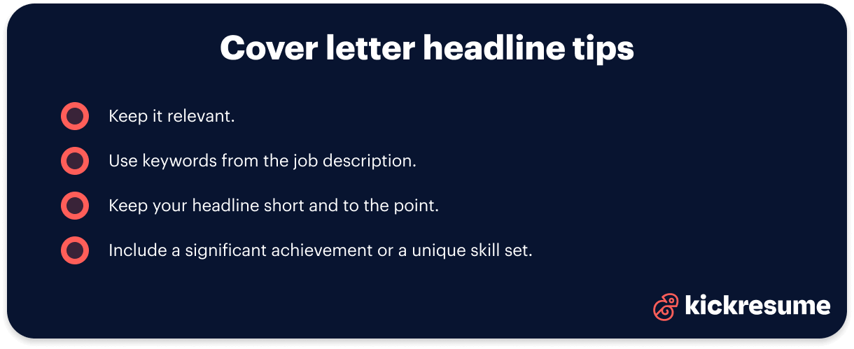 automotive cover letter headline tips