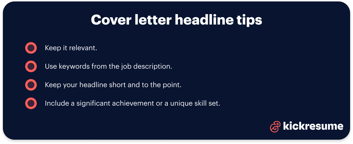 Cover letter headline tips