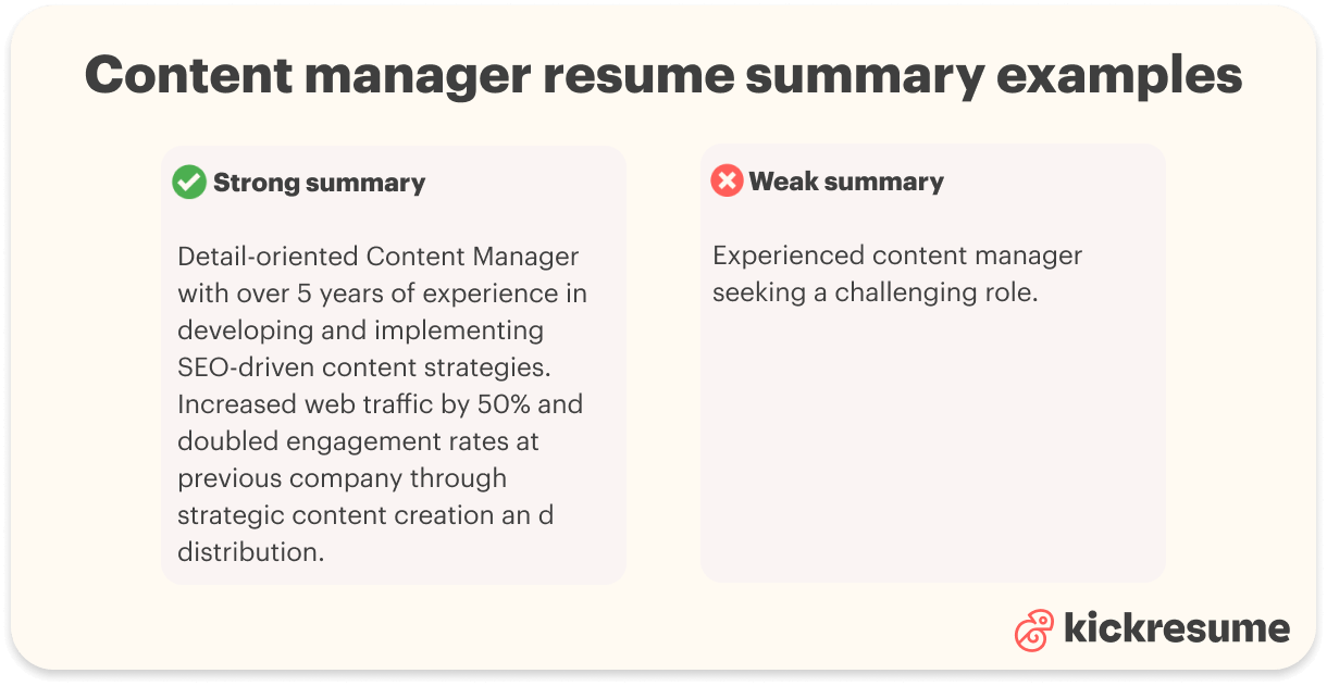 content manager resume summary examples