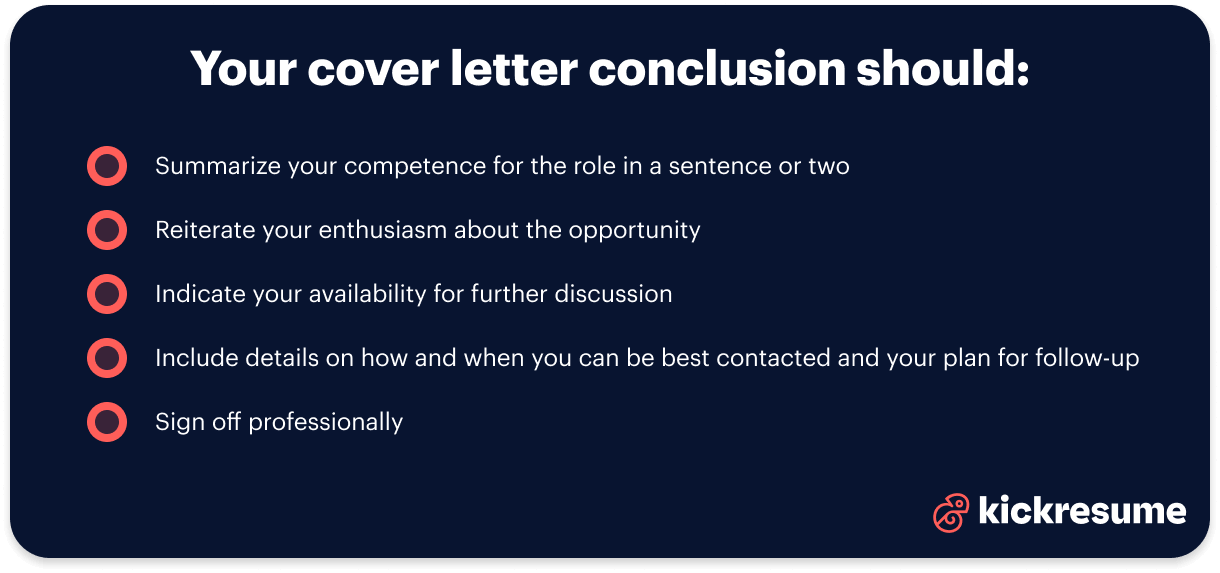 student cover letter conclusion tips