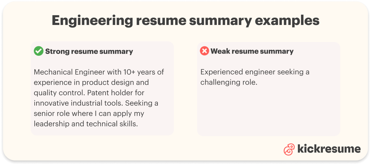 egineering resume summary examples