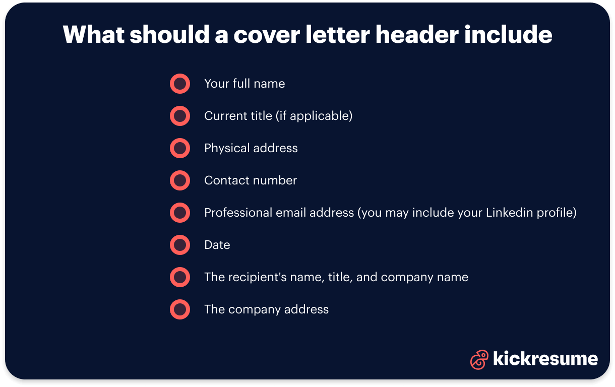 executive manager cover letter header components