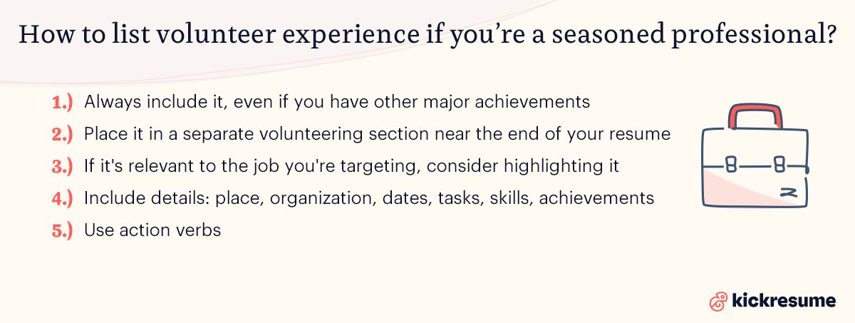 how to list your volunteer experience if you're a seasoned professional