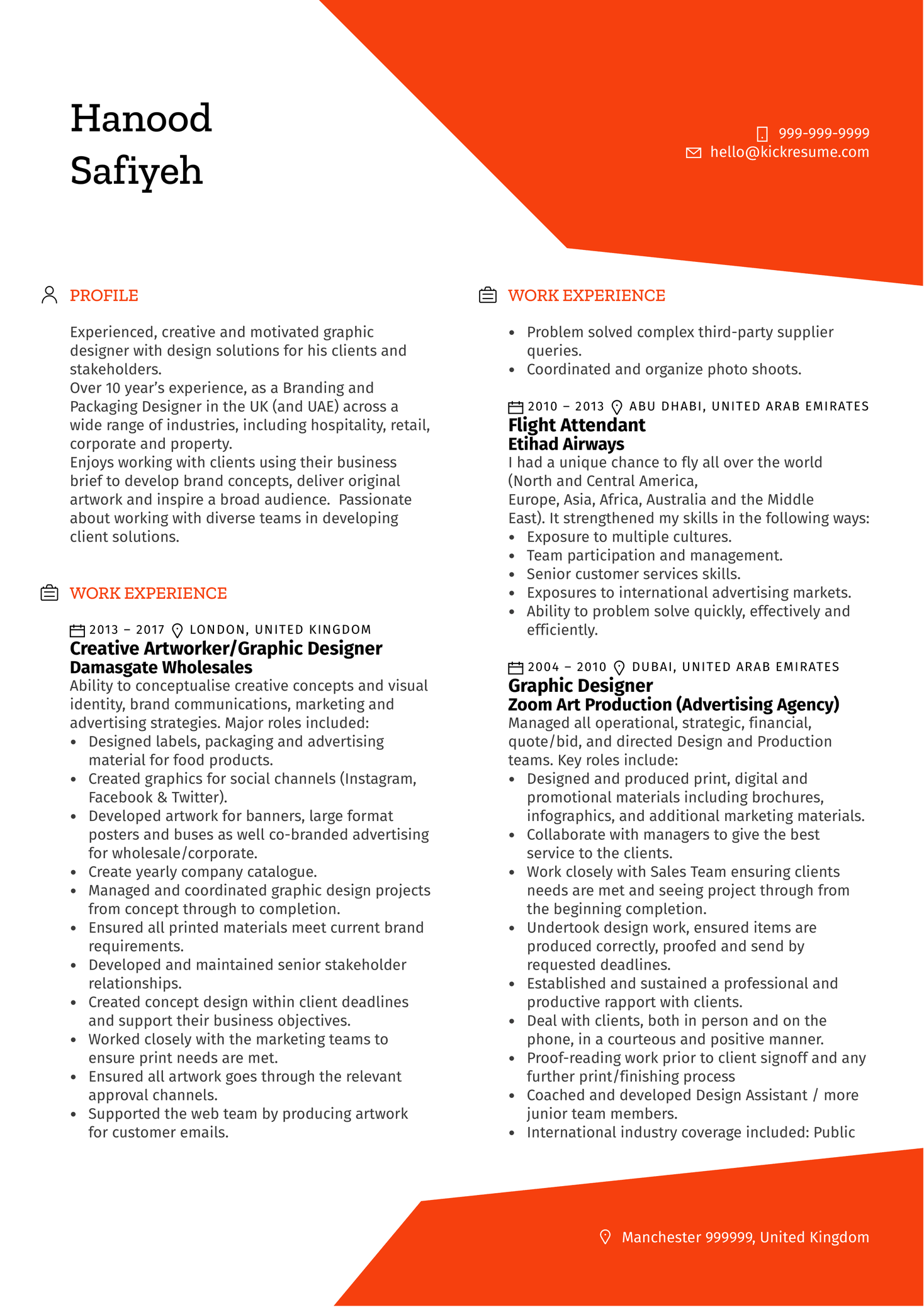 Manière De Voir Senior Graphic Designer CV Example