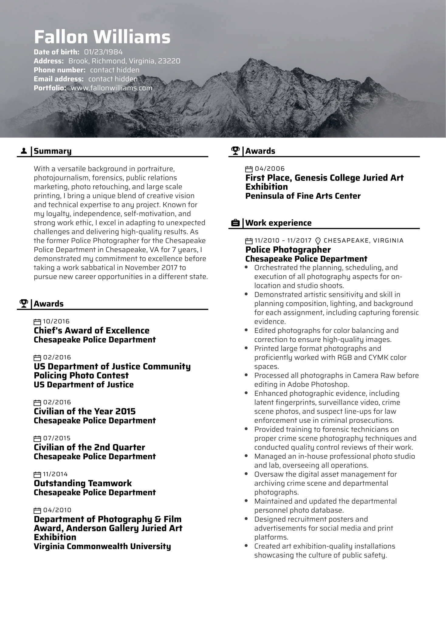 Photo Editor Resume Template