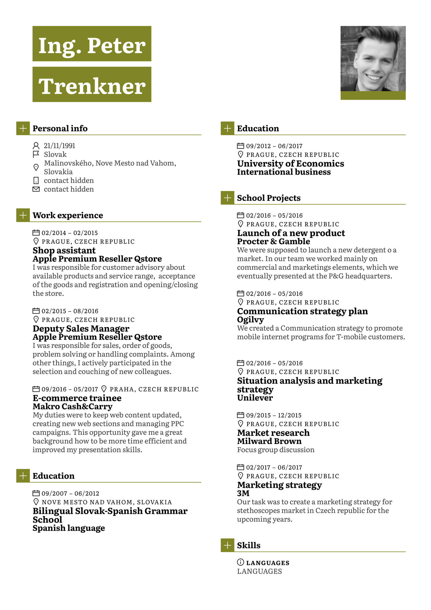 Dell Junior Product Line Manager Resume Template