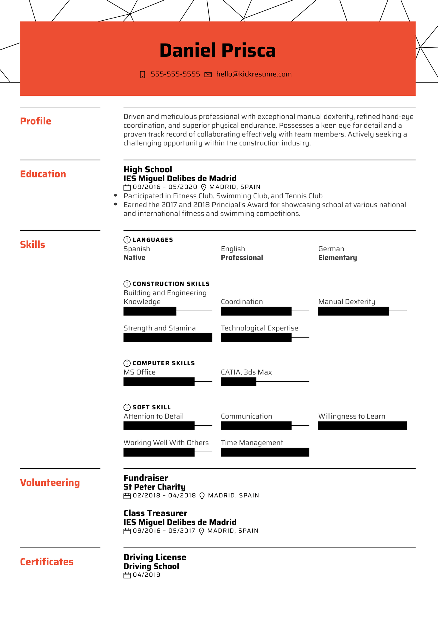 No Work Experience Resume Example