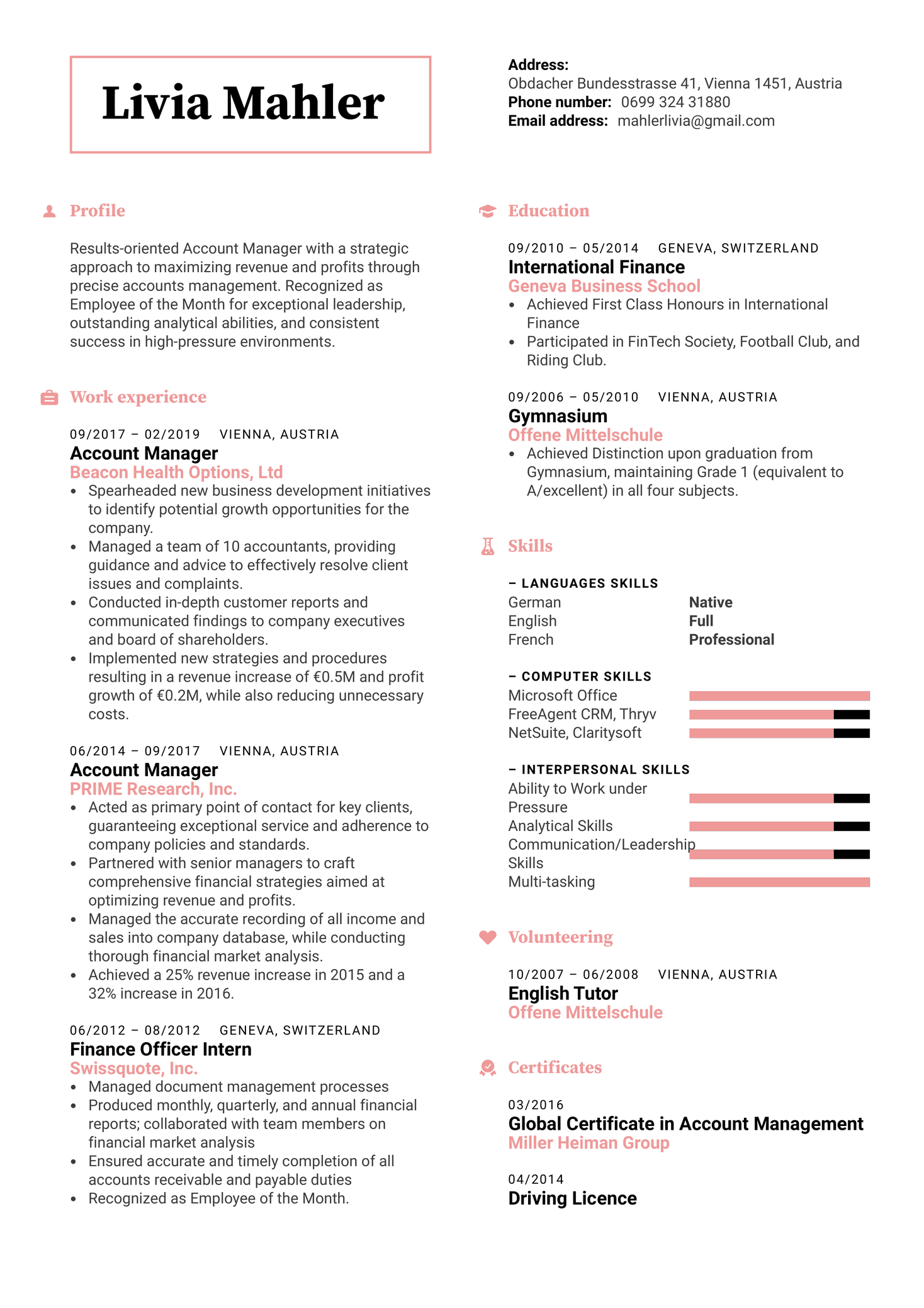 Account Manager Resume Template