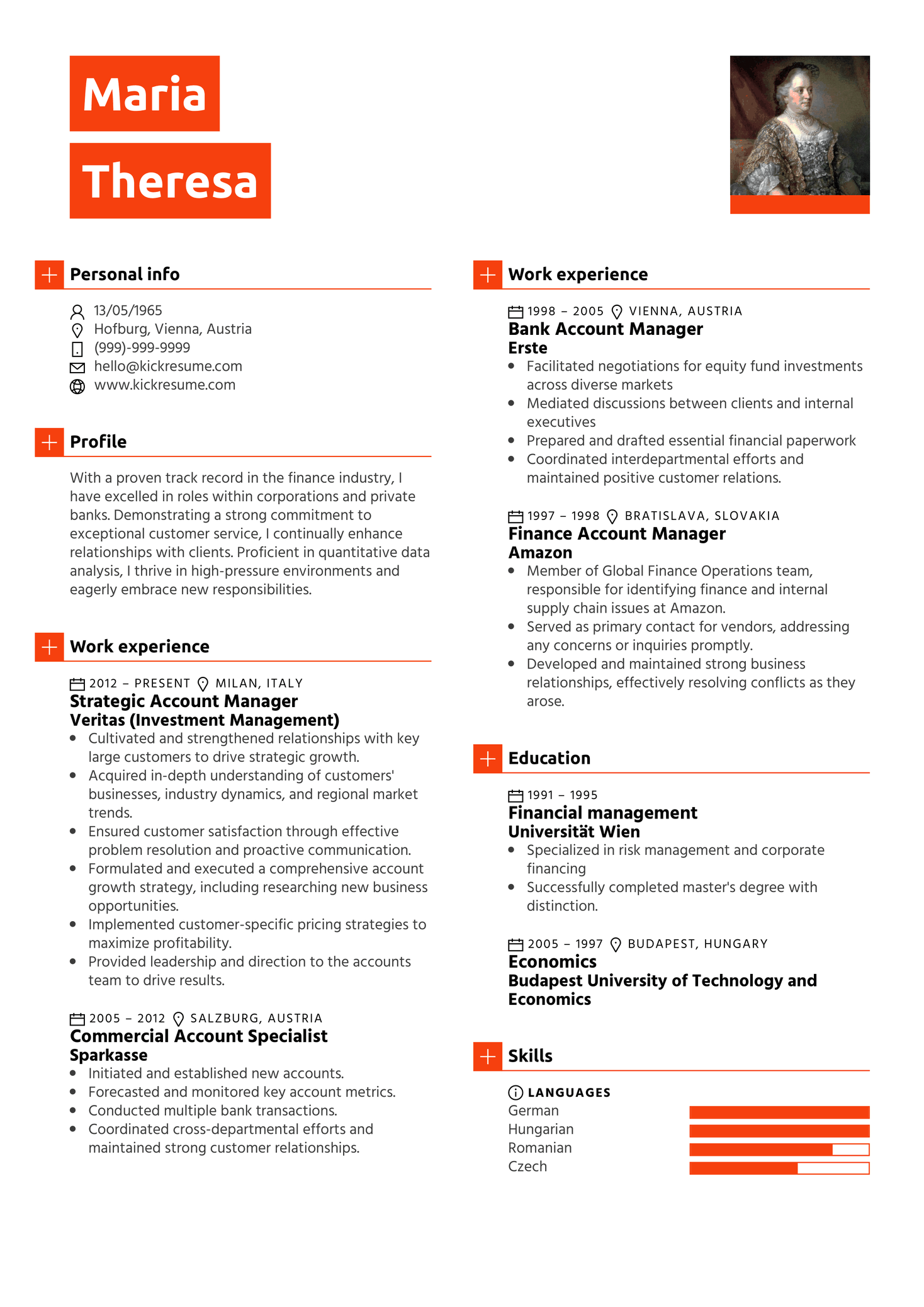 Finance Account Manager Resume Sample