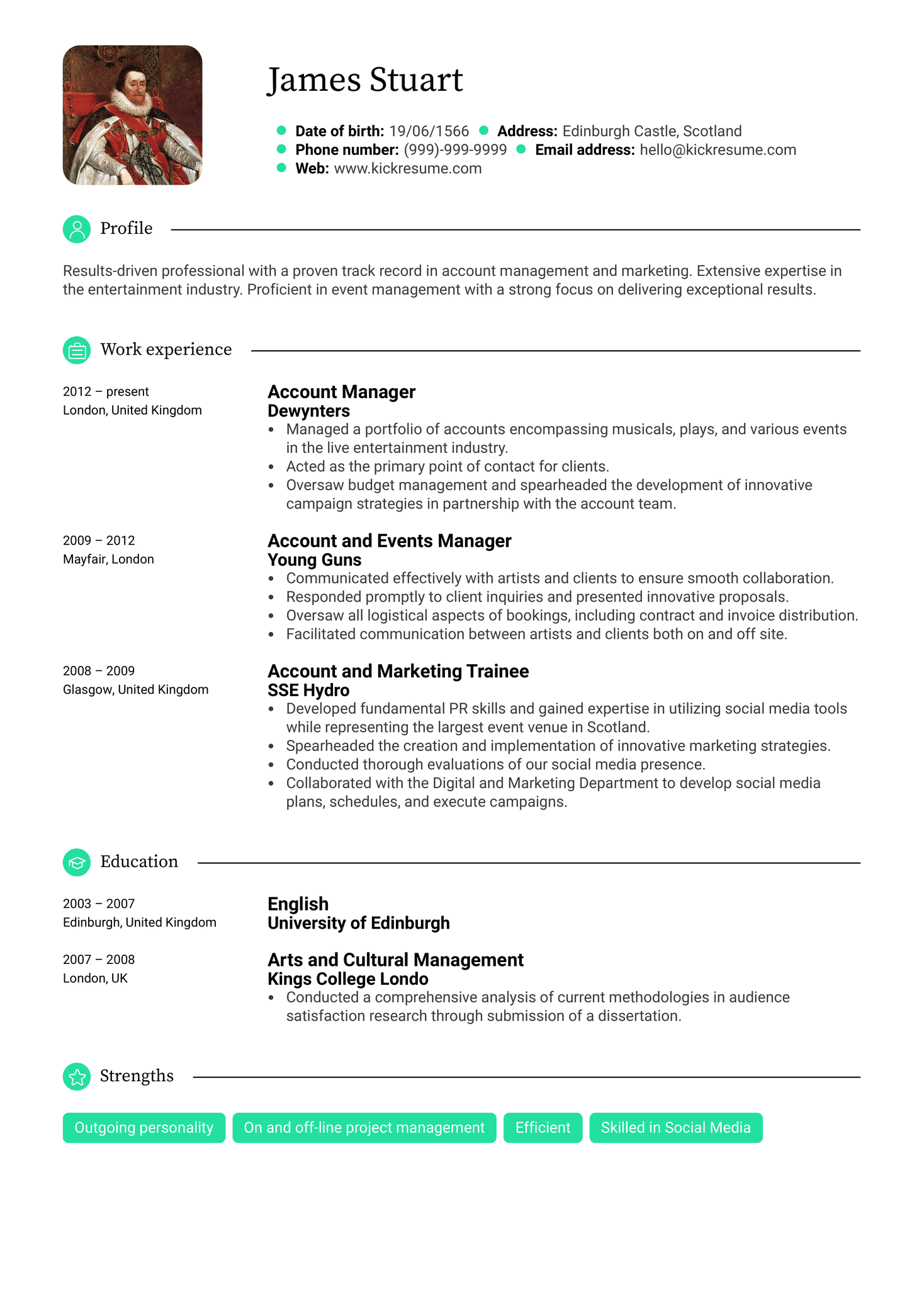 Entertainment Account Manager Resume Sample