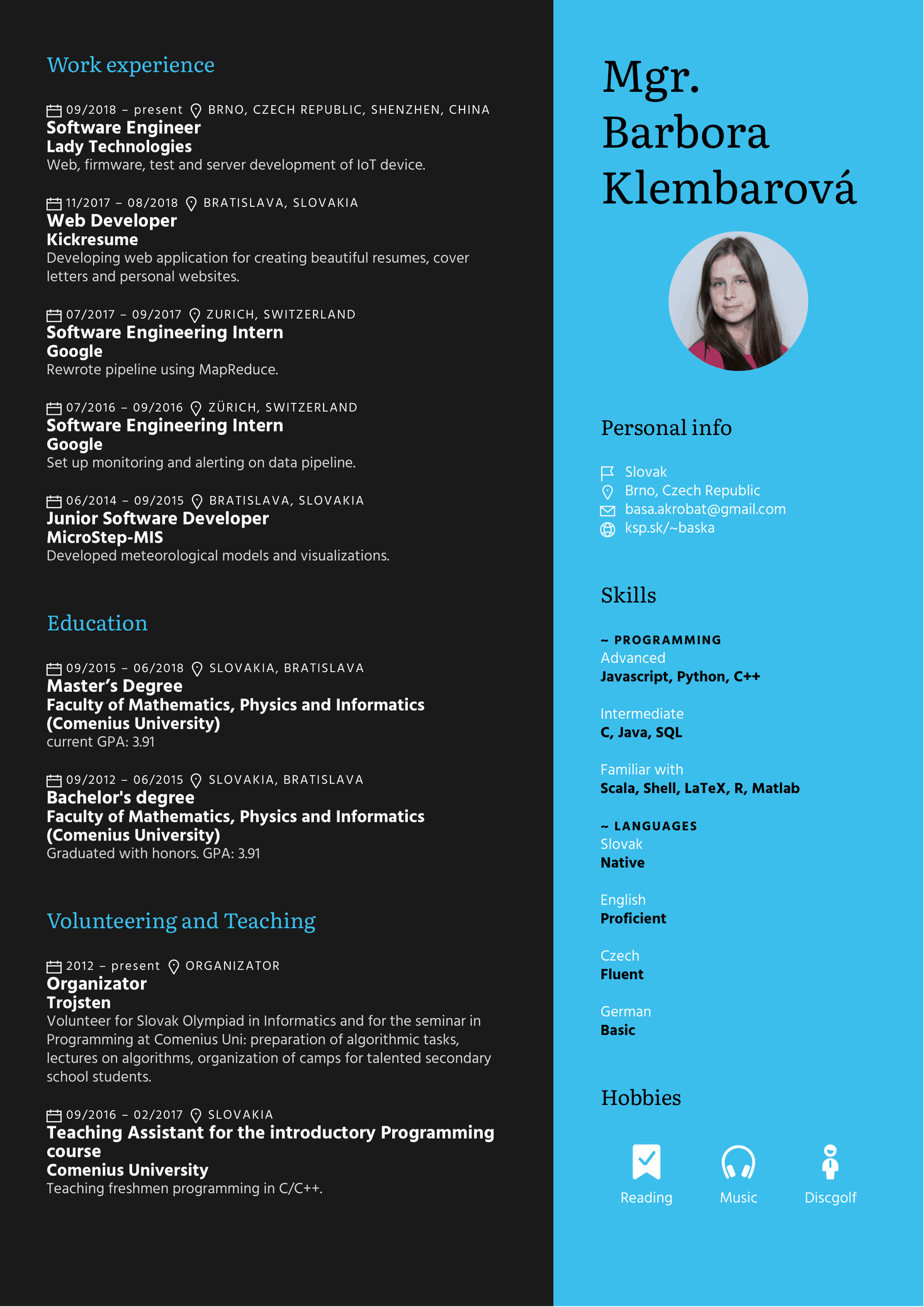 Software Engineer at Kegg Resume Example