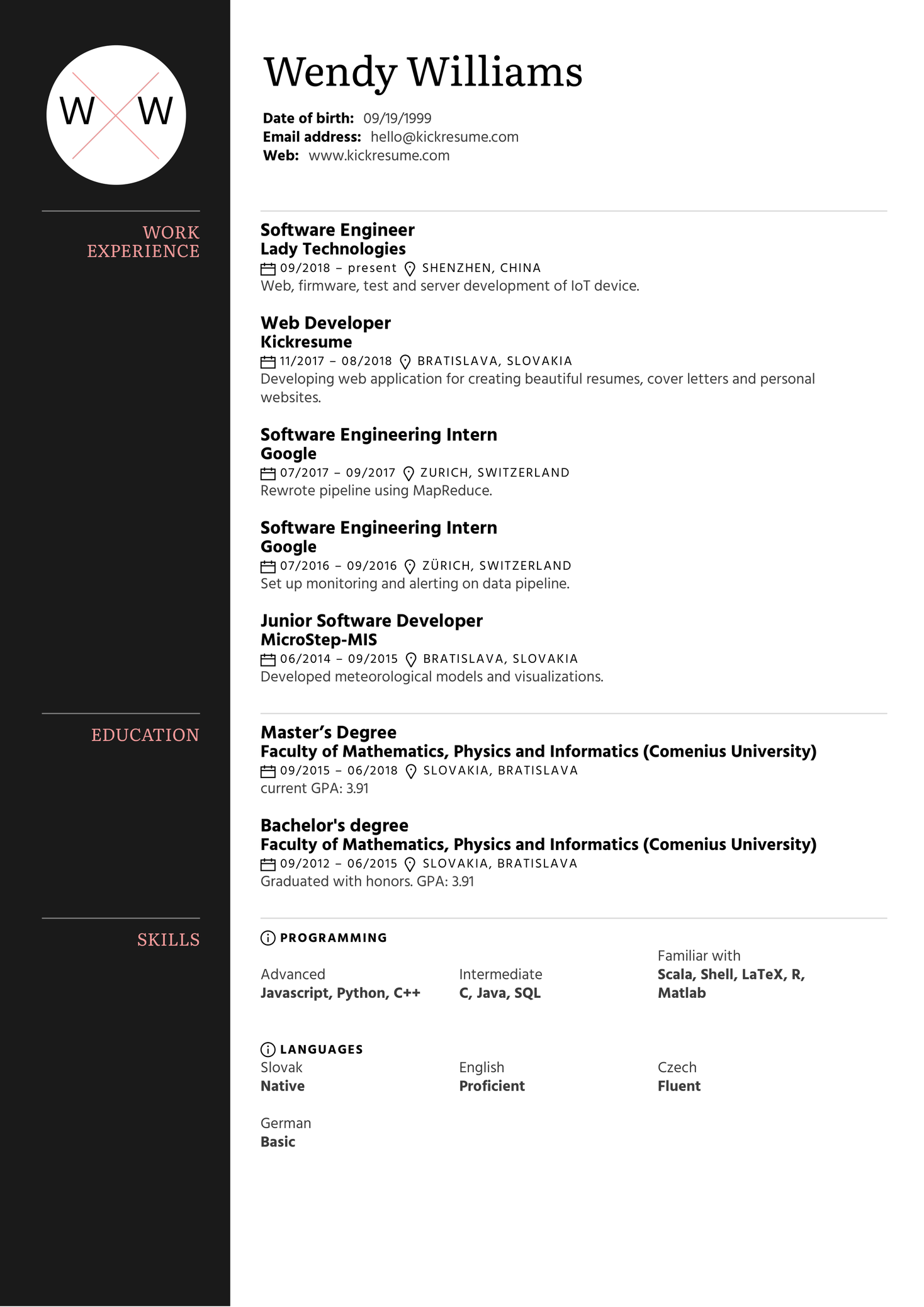 Software Engineer Resume Sample