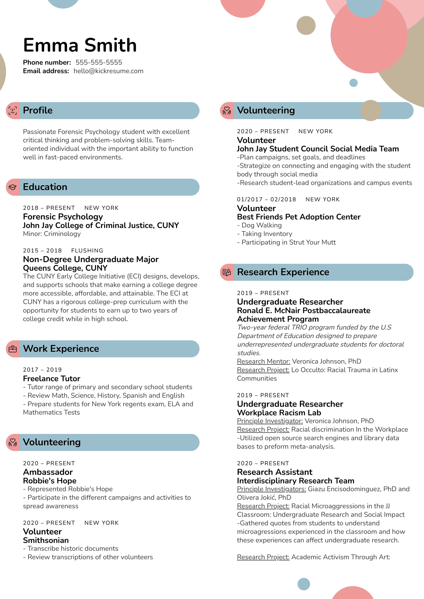 Research Extern at American Foundation for Suicide Prevention Resume Sample