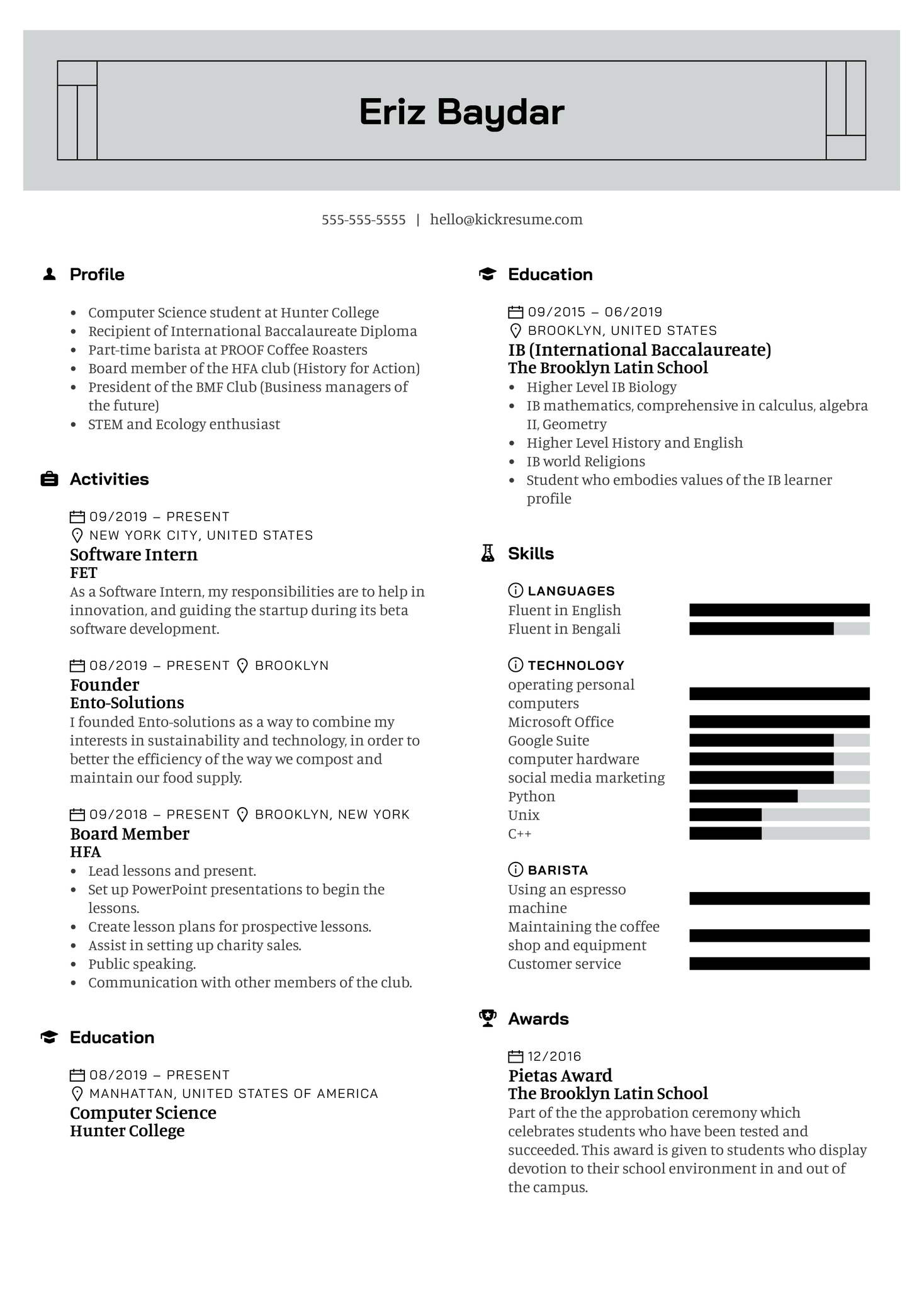 Prey Labs Software Intern Resume Example