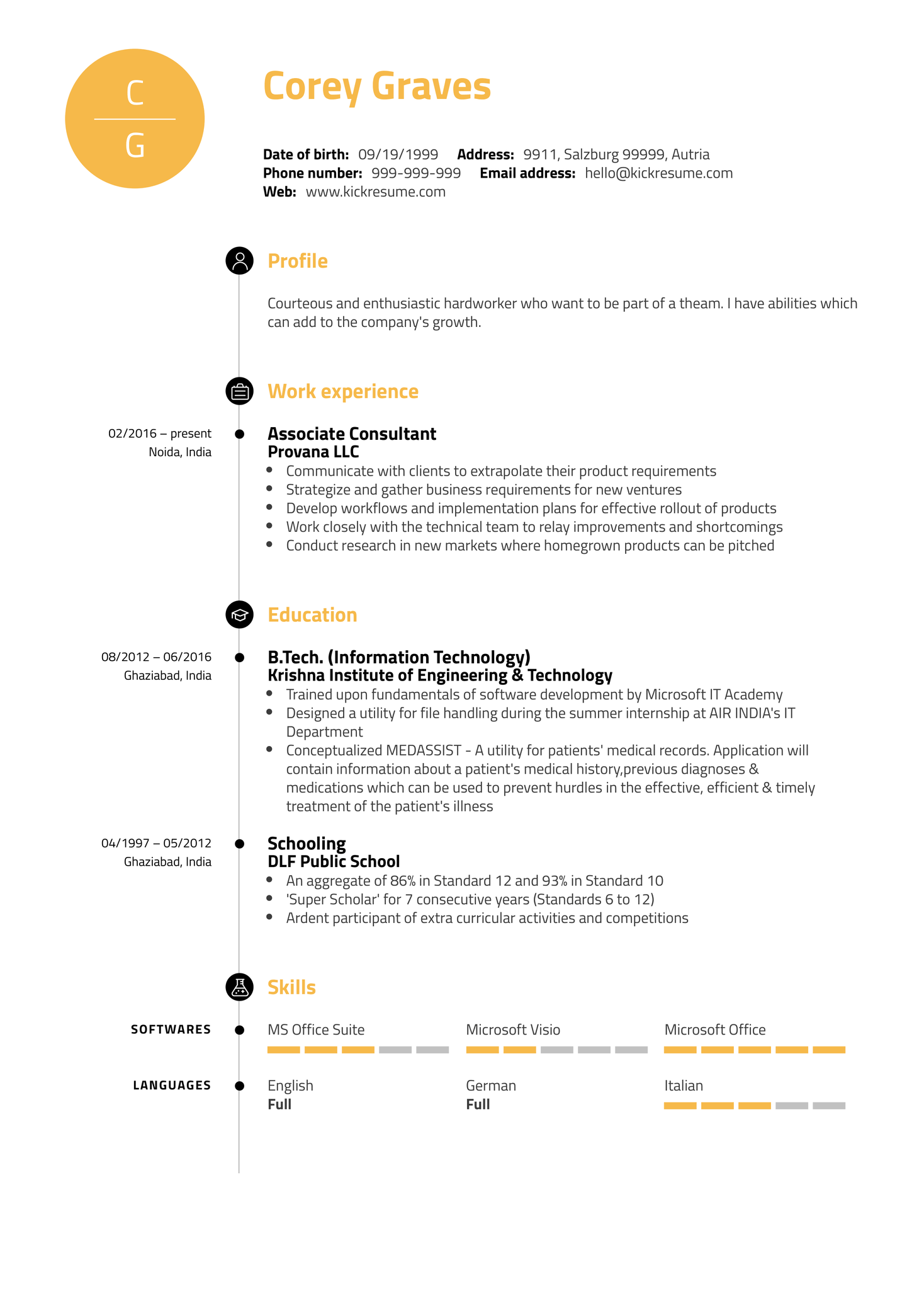 Junior Business Analyst Resume Example