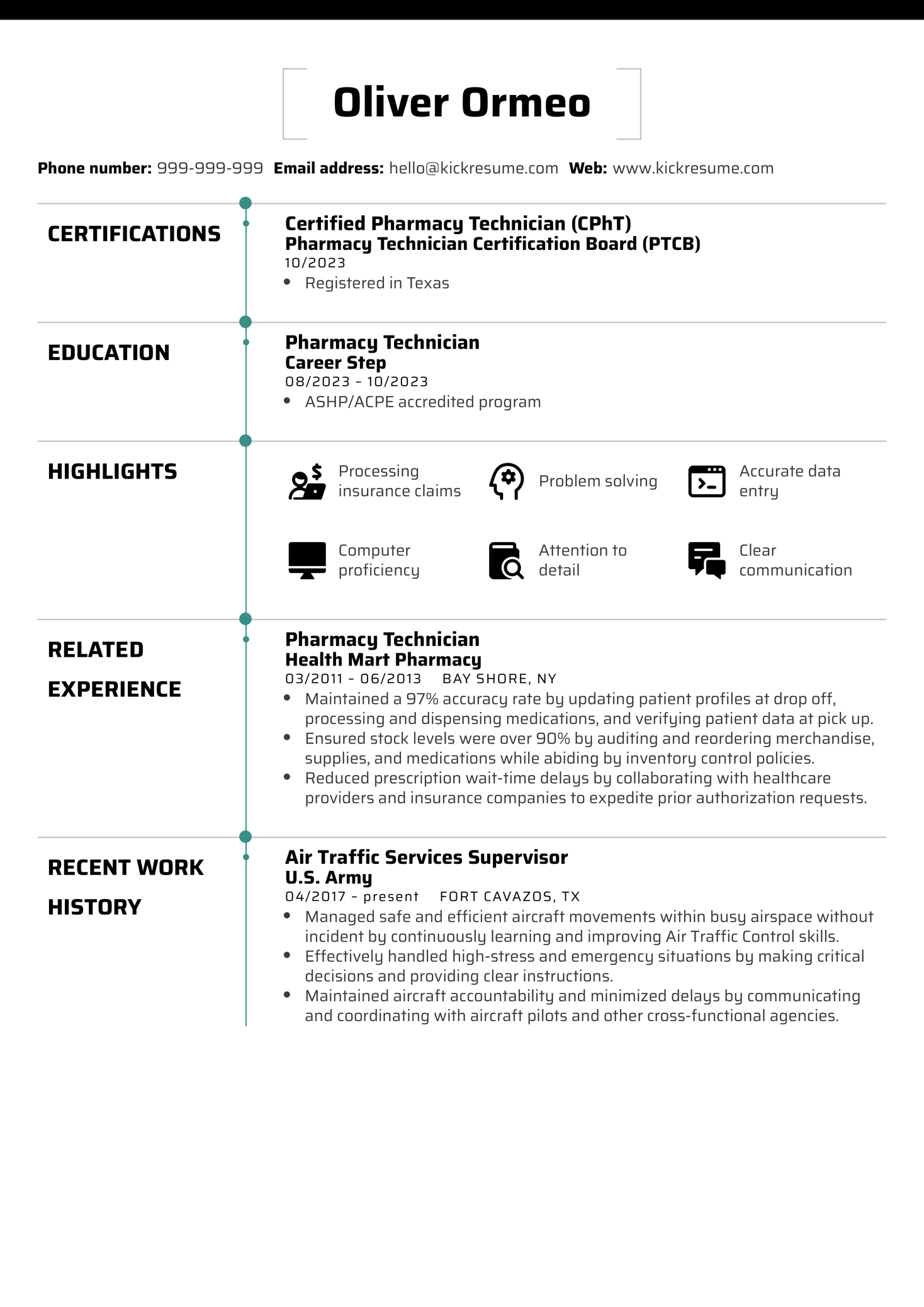 Pharmacy Technician at Costco Resume Sample