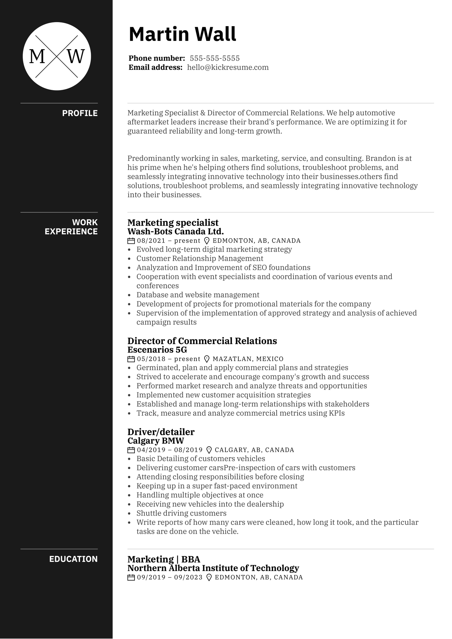 Marketing Manager at GoAuto Resume Sample