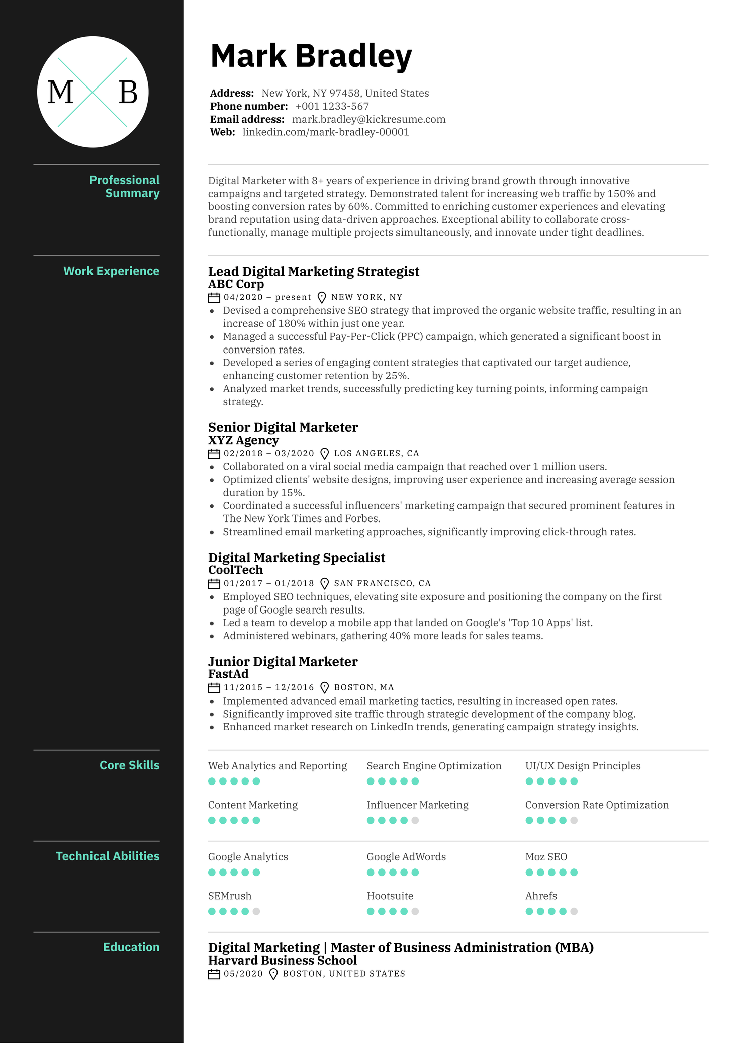 Lead Digital Marketing Strategist (Ideal Resume)