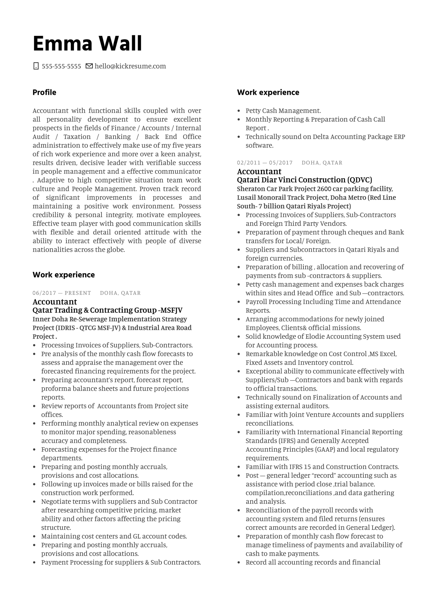 DB Schenker Accountant Resume Example