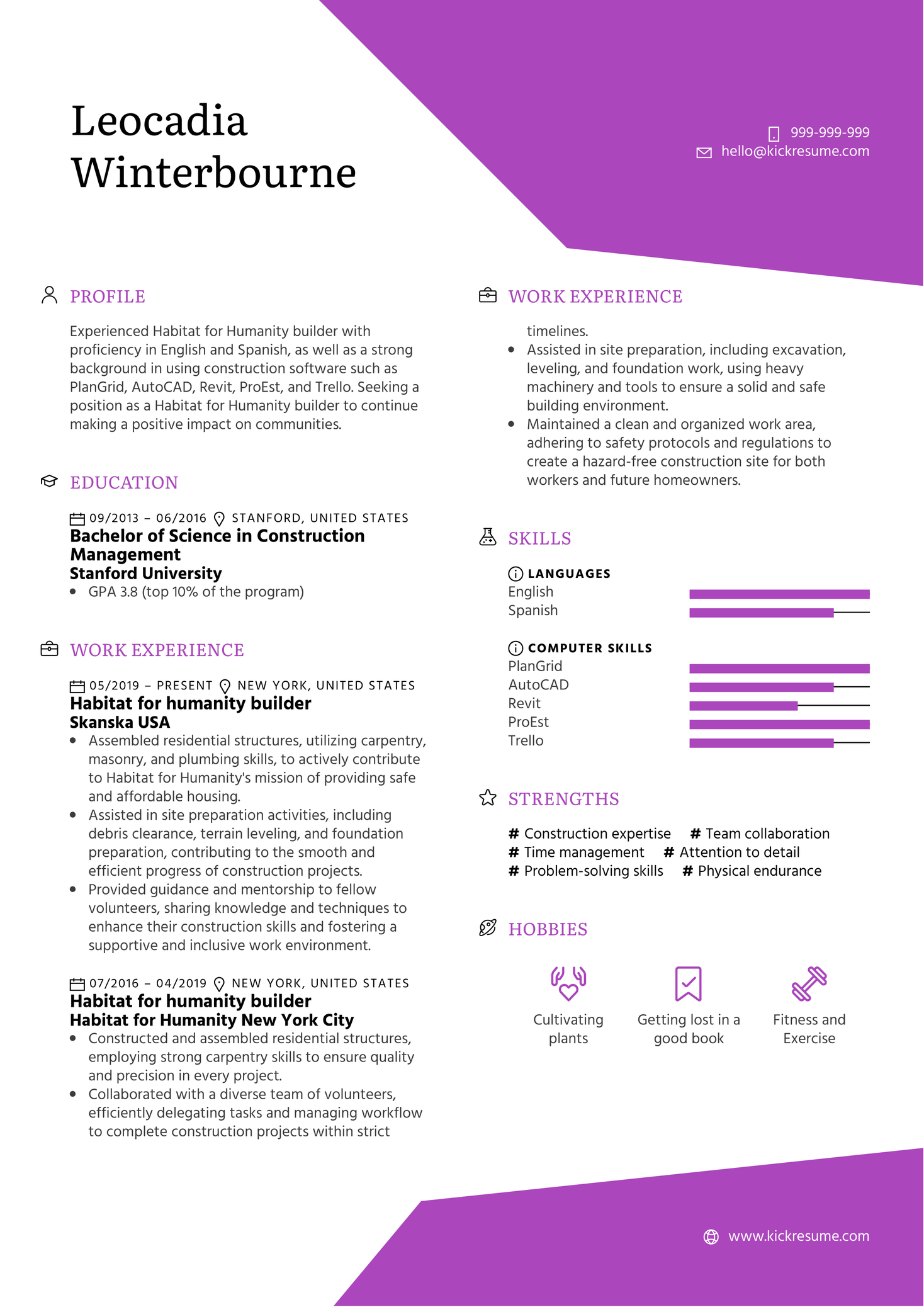 Habitat for Humanity Builder Resume Sample