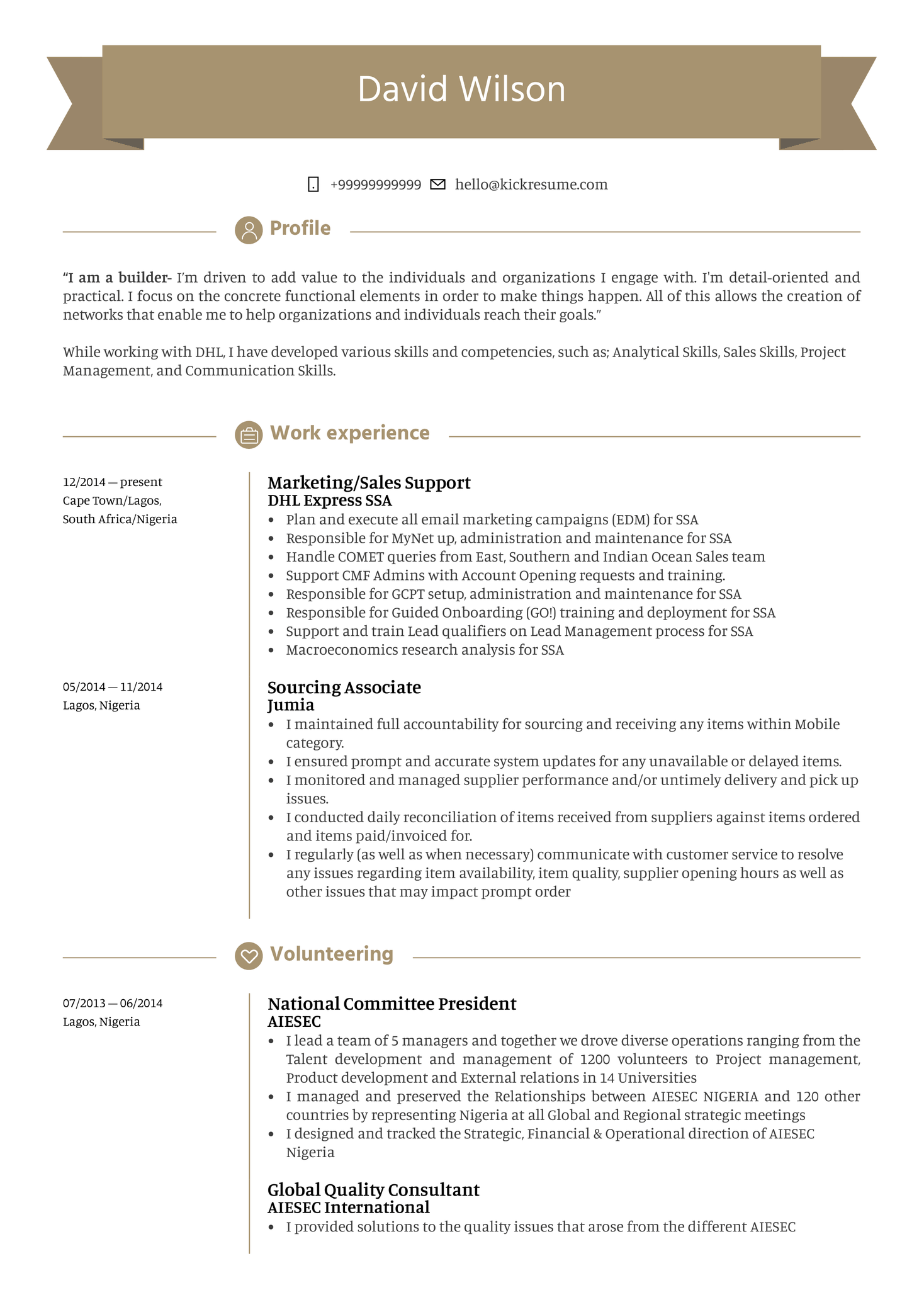 Sales Support Resume Sample