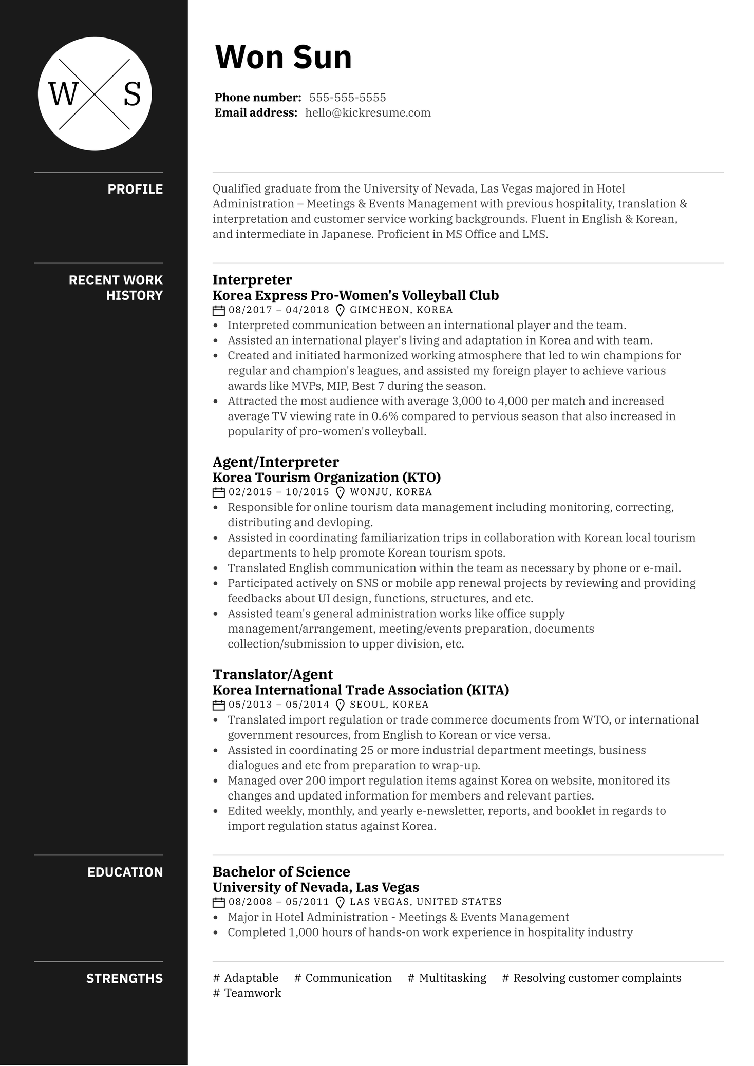 BlueLink International Customer Care Officer Resume Example