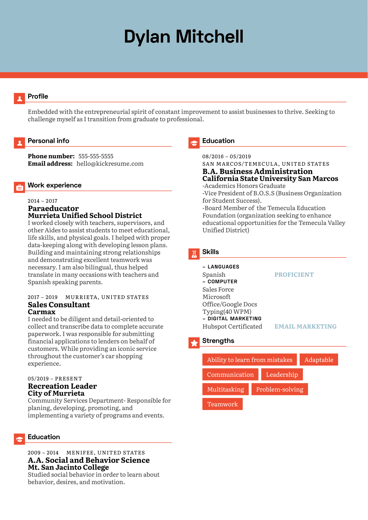 Freedom Forever Customer Support Resume Example