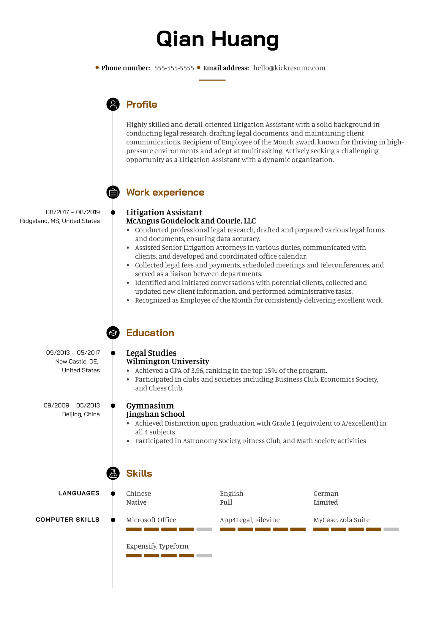 Litigation Assistant Resume Example