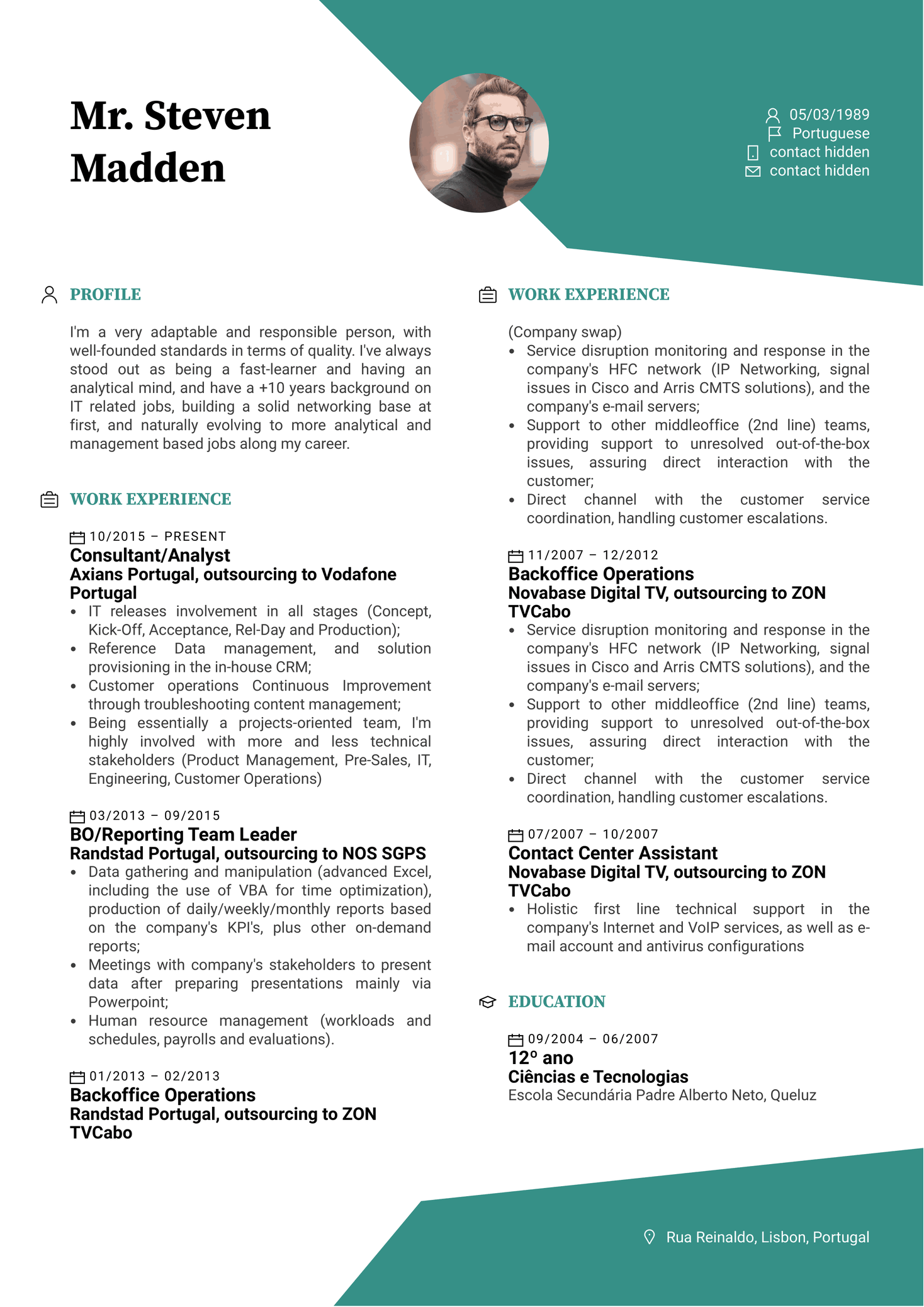 Hoist Group Service Assurance Manager Resume Sample