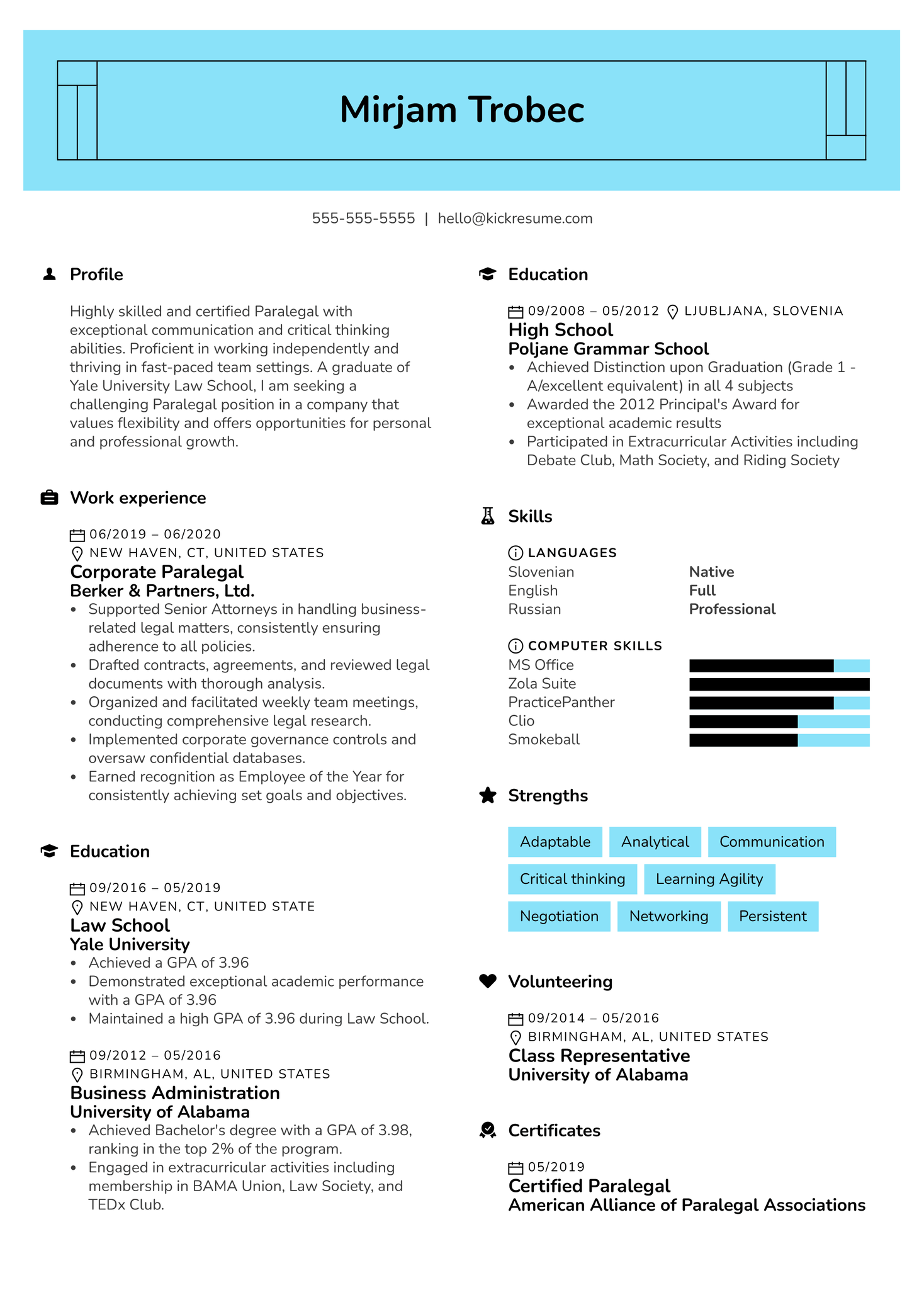 Paralegal Resume Sample