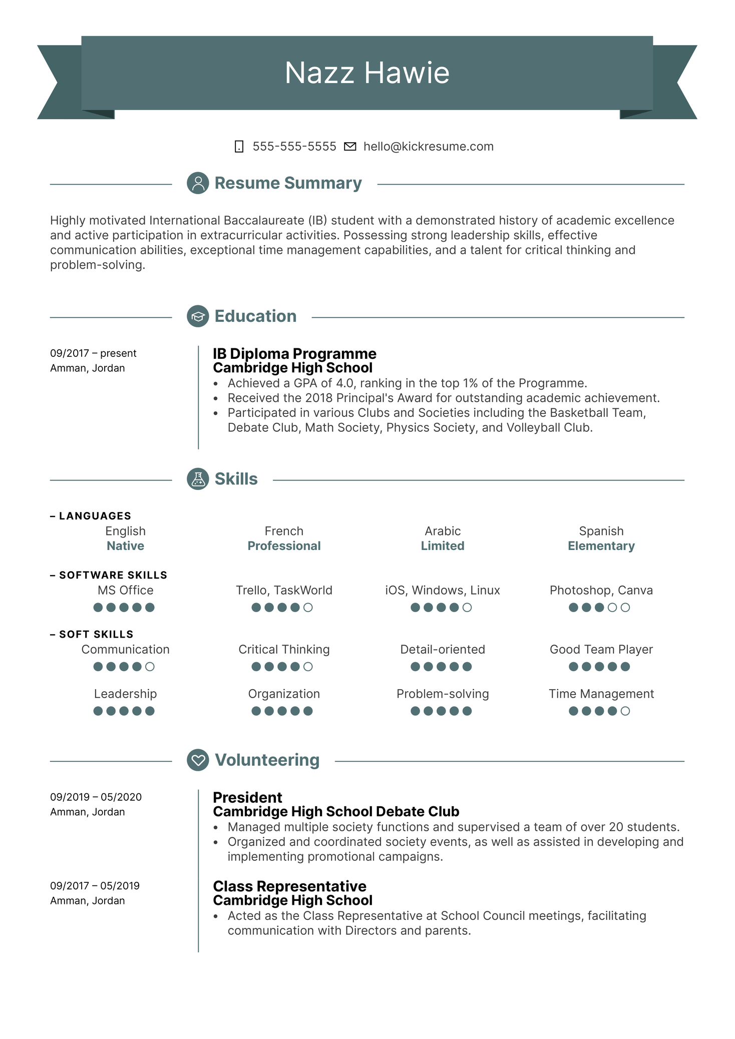 First Job Resume Template