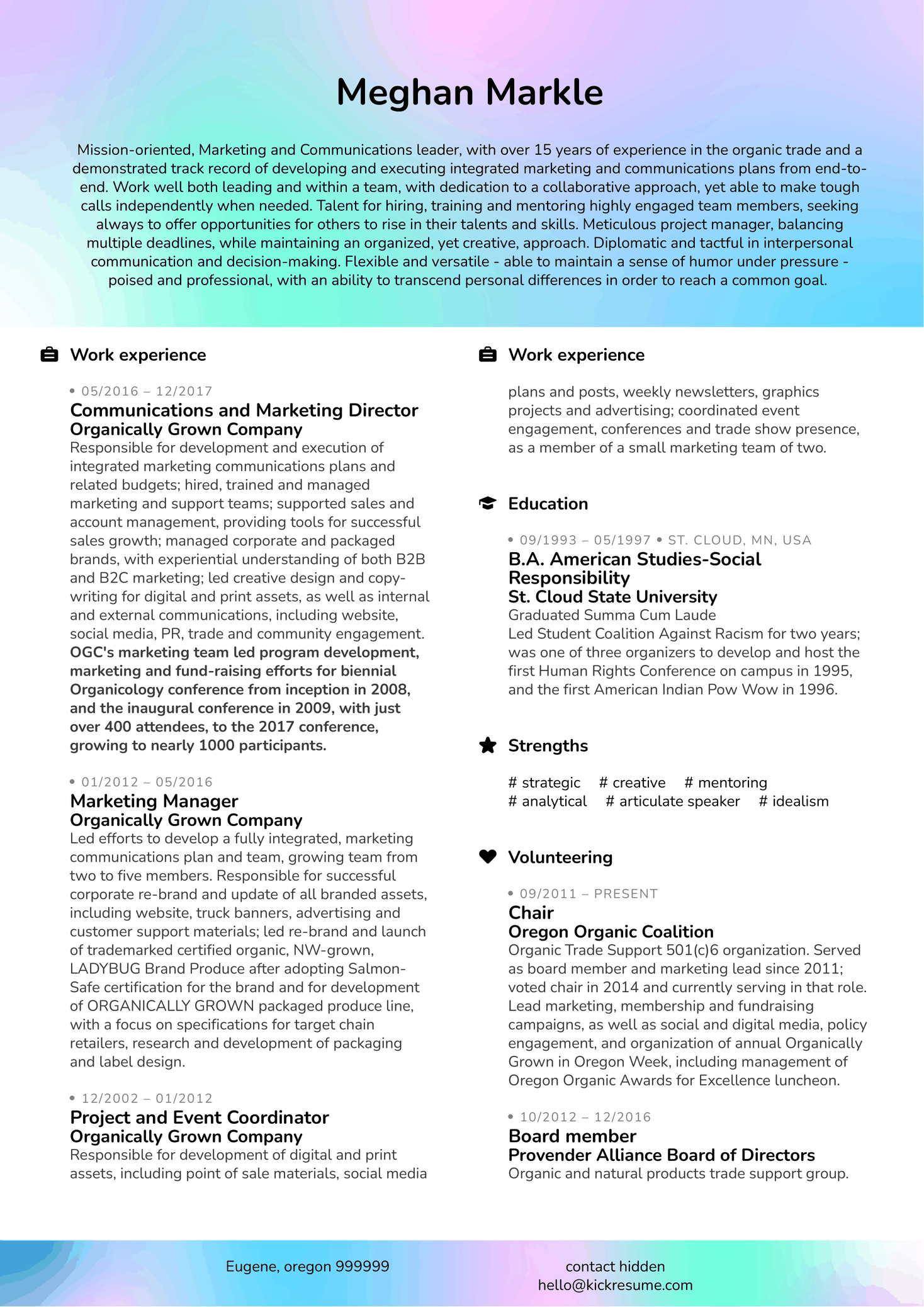 Marketing Director Resume Sample