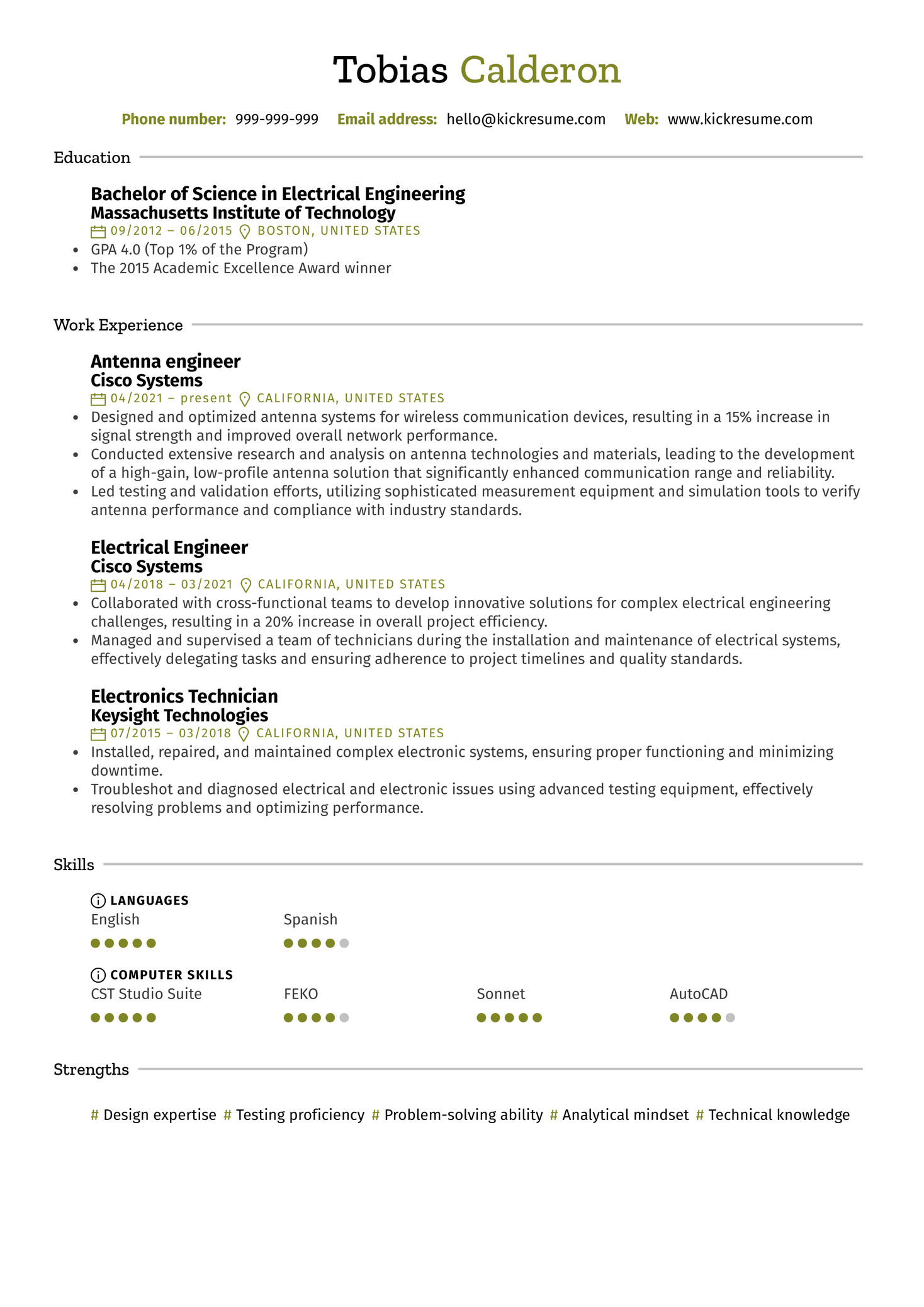 Antenna Engineer Resume Sample