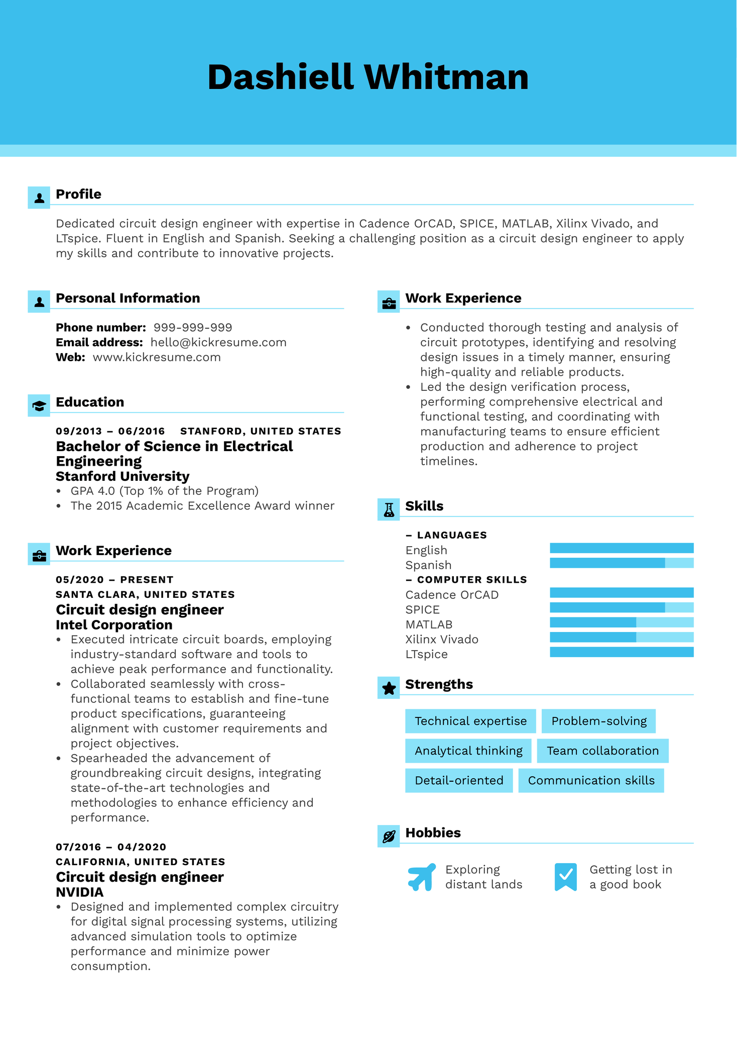 Circuit Design Engineer Resume Sample