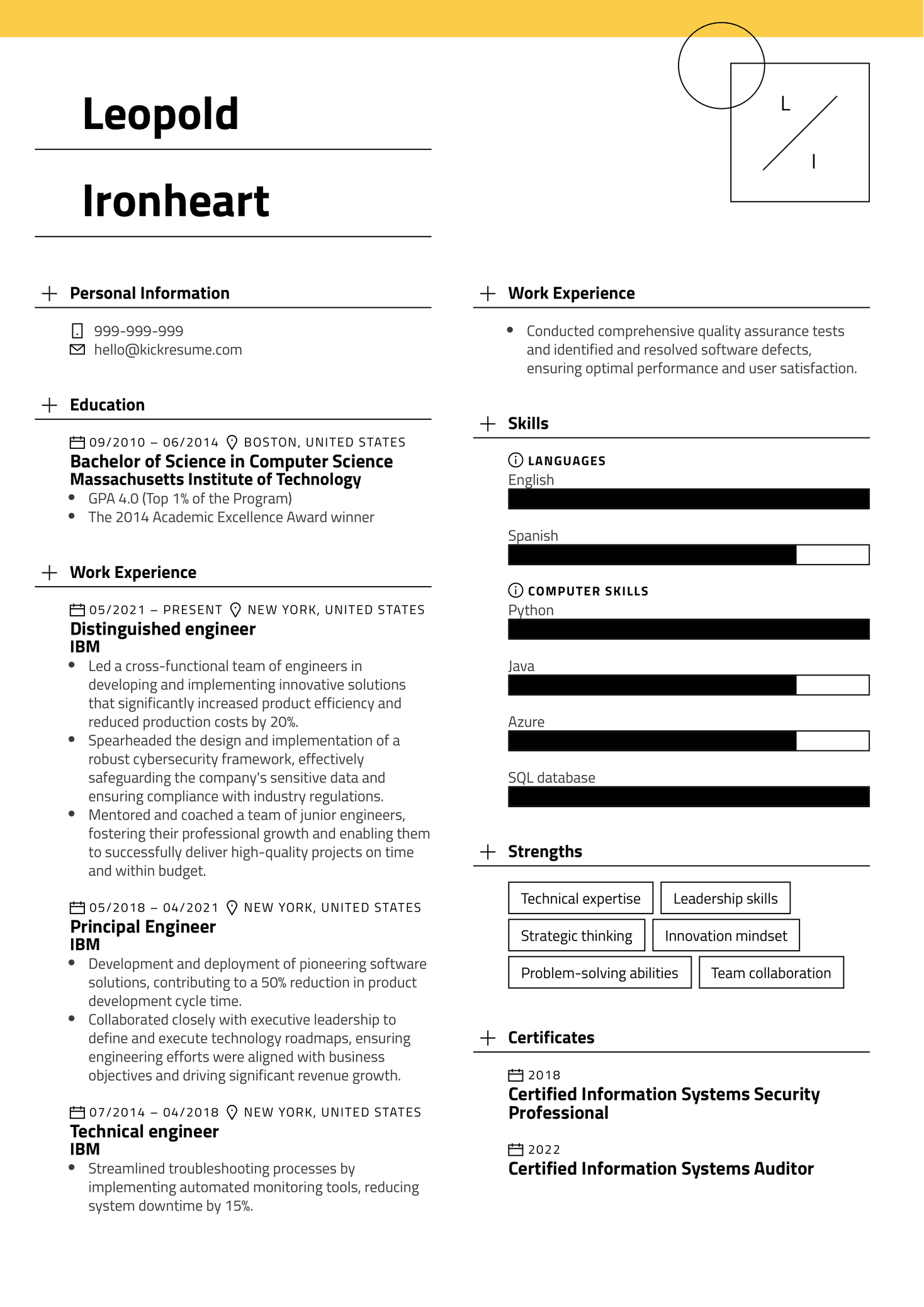 Distinguished Engineer Resume Sample