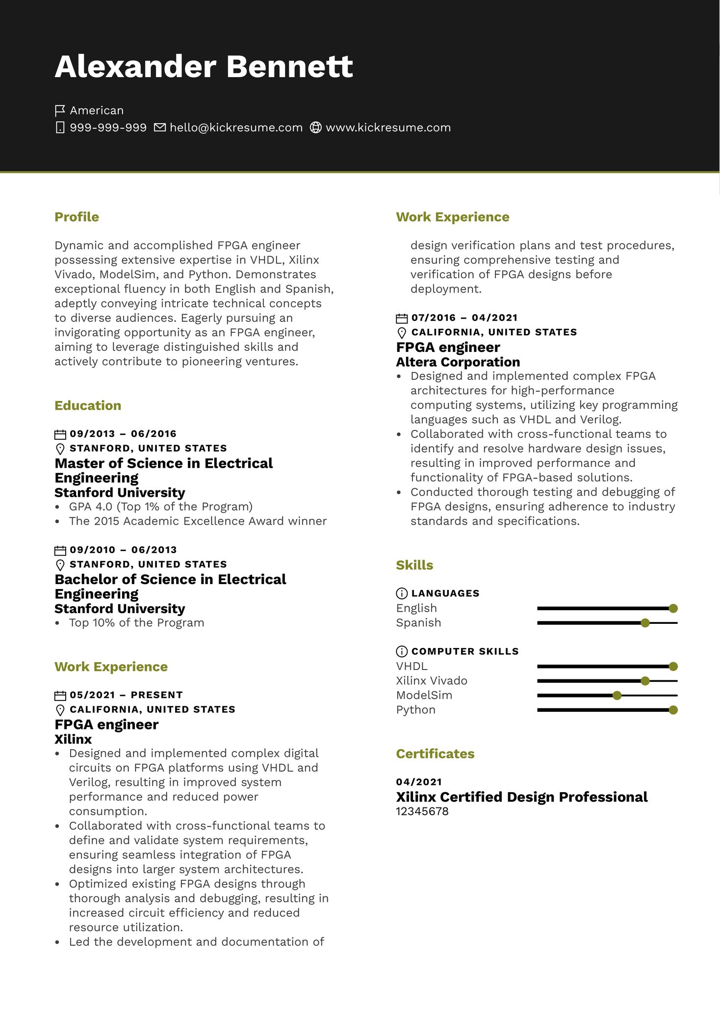 FPGA engineer Resume Sample