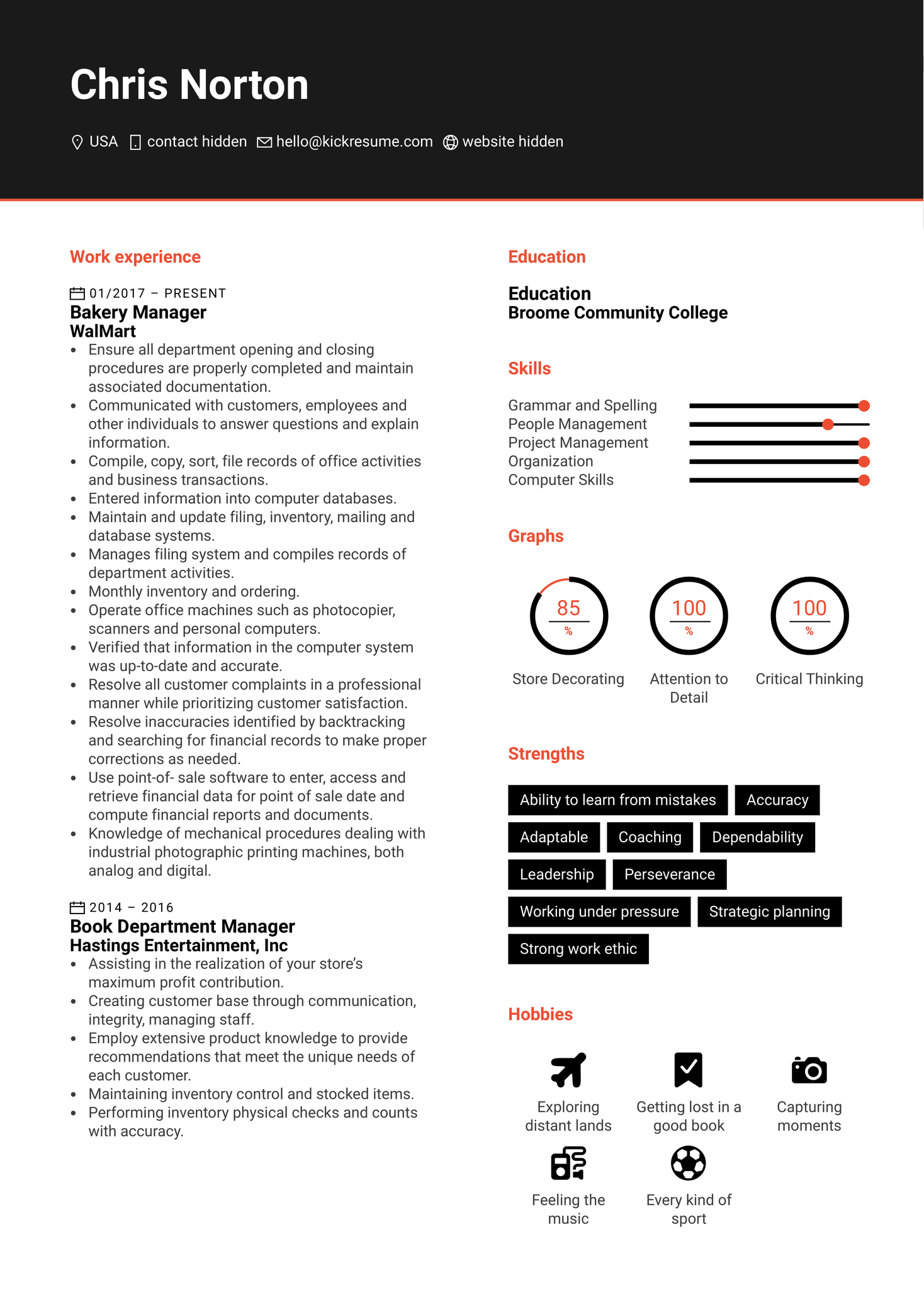 Walmart Store Manager Resume Sample