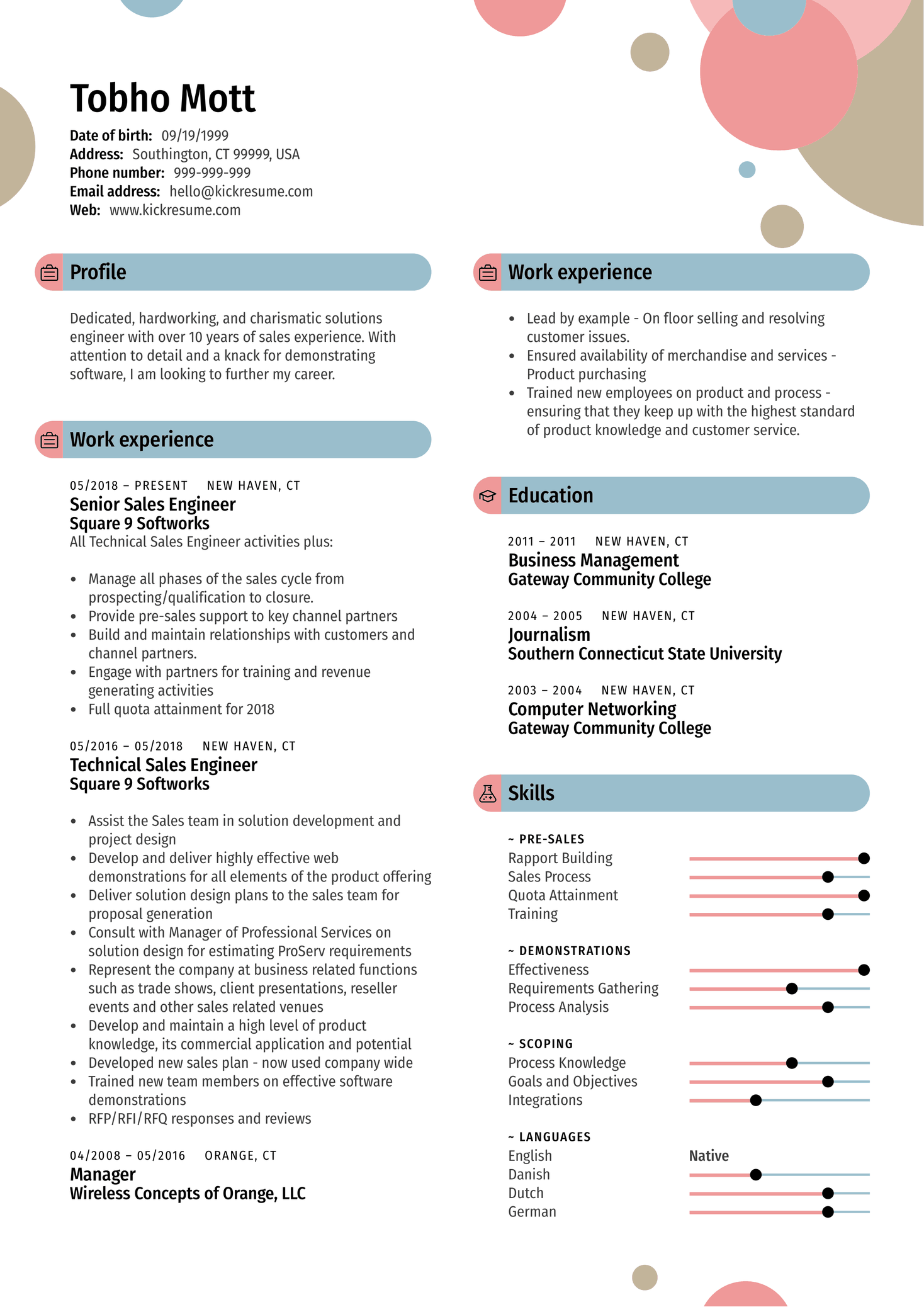 Sales Manager Resume Sample