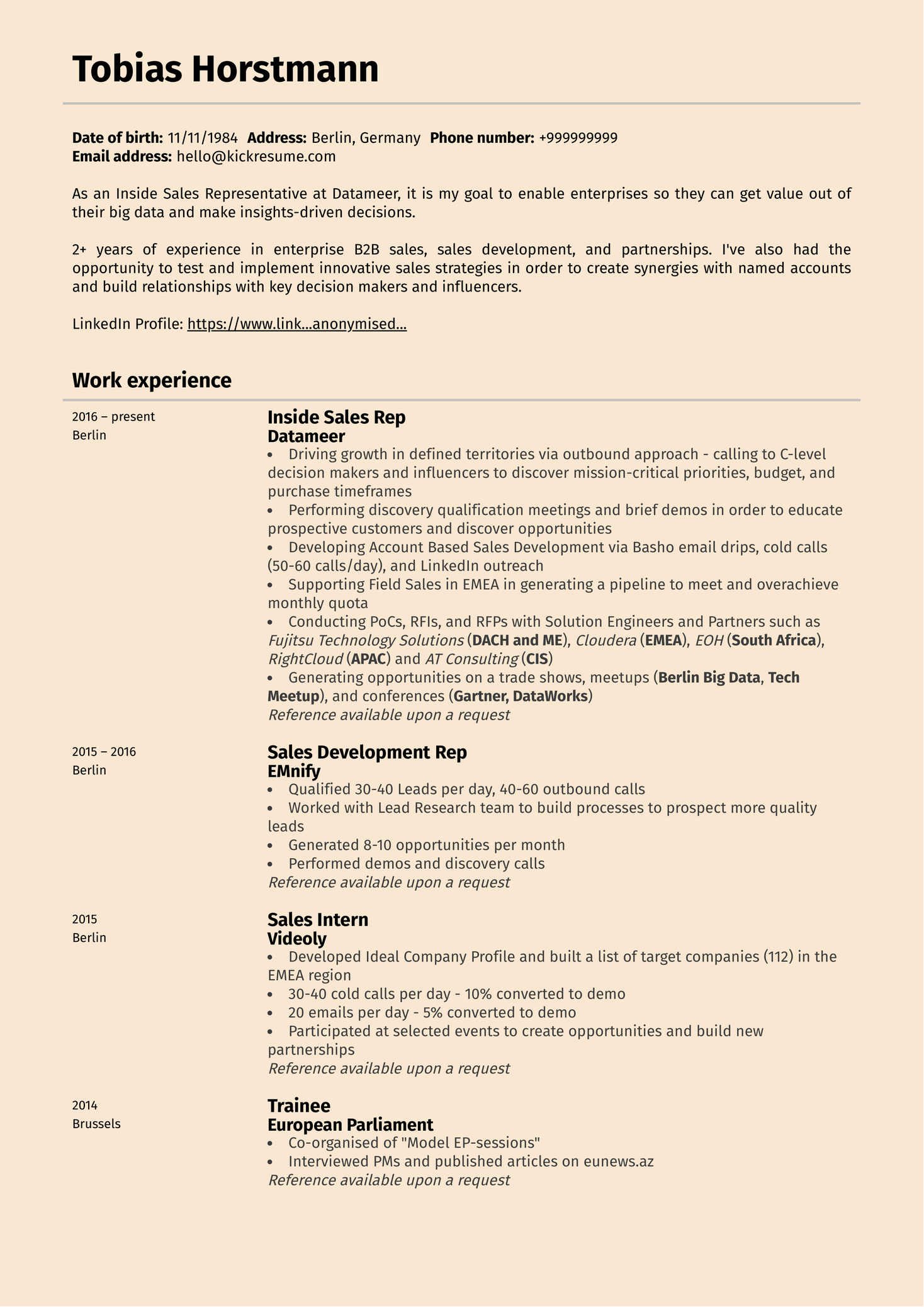 Sales Development Representative Resume Template