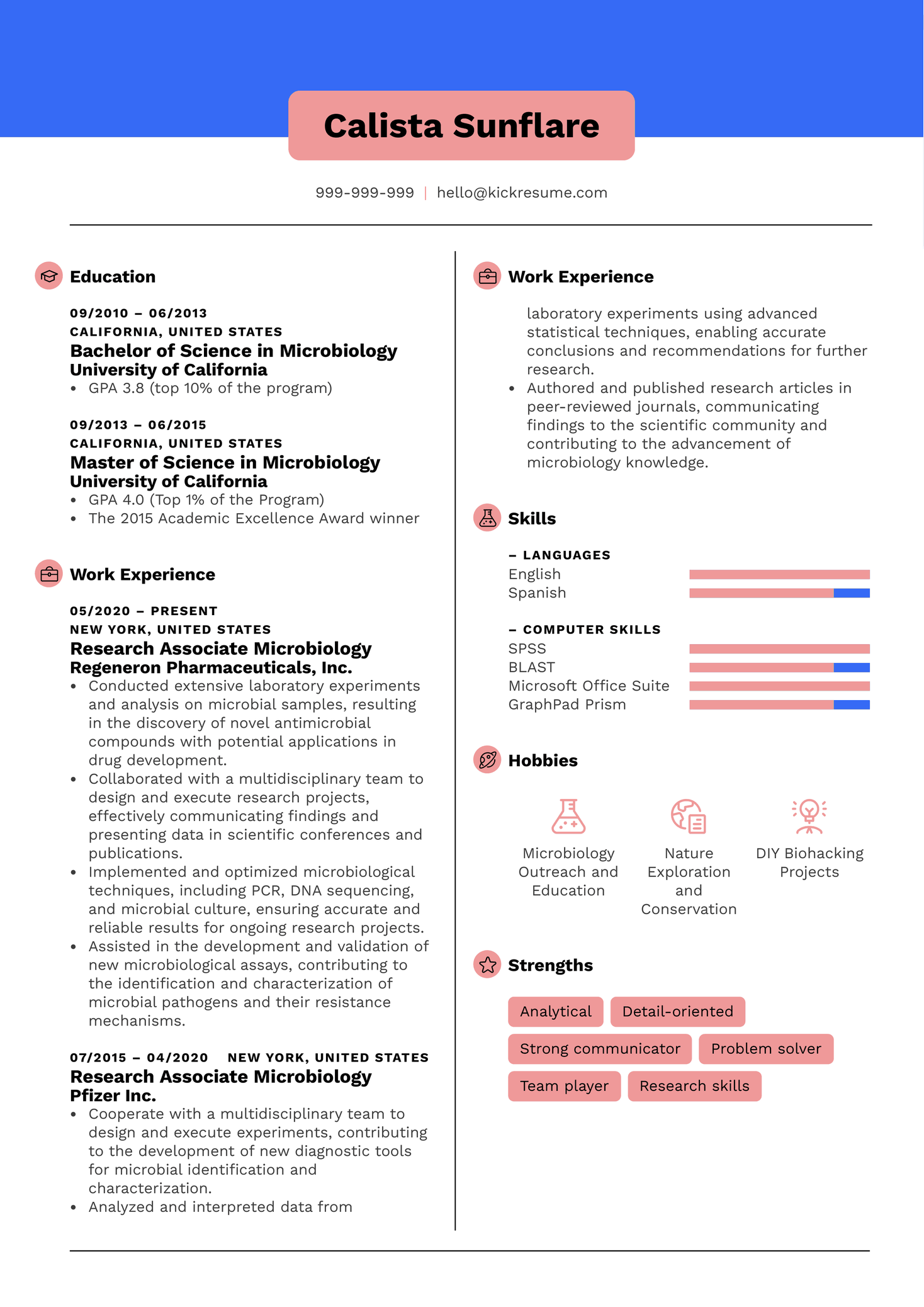 Research Associate Microbiology Resume Sample