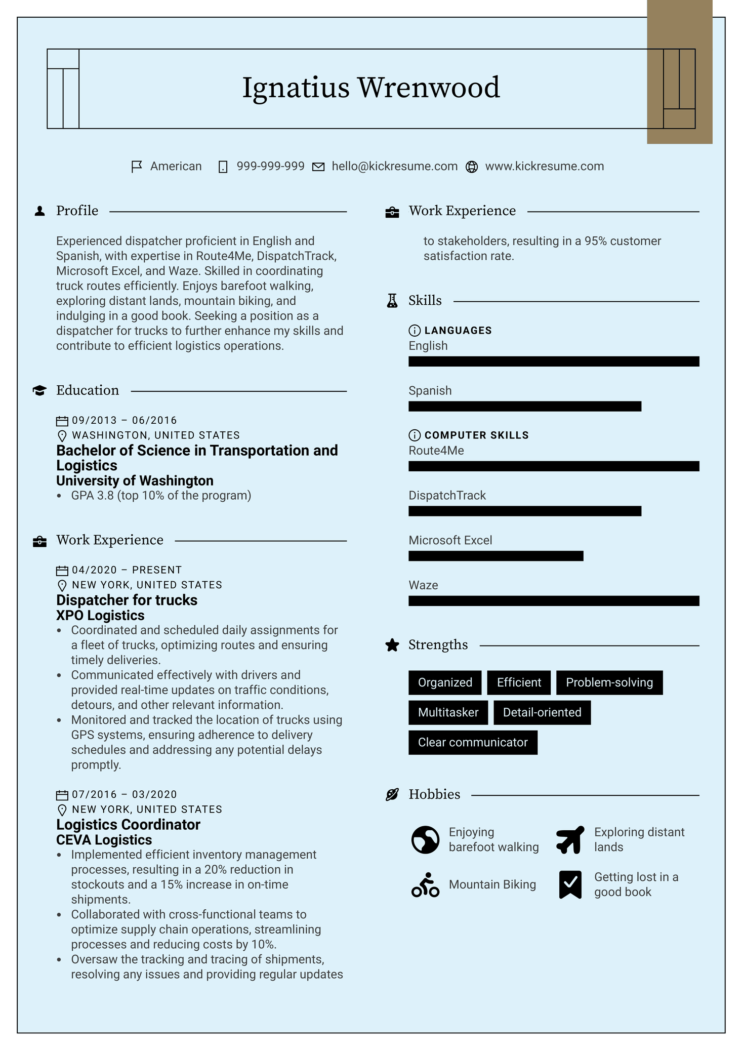 Dispatcher for Trucks Resume Sample