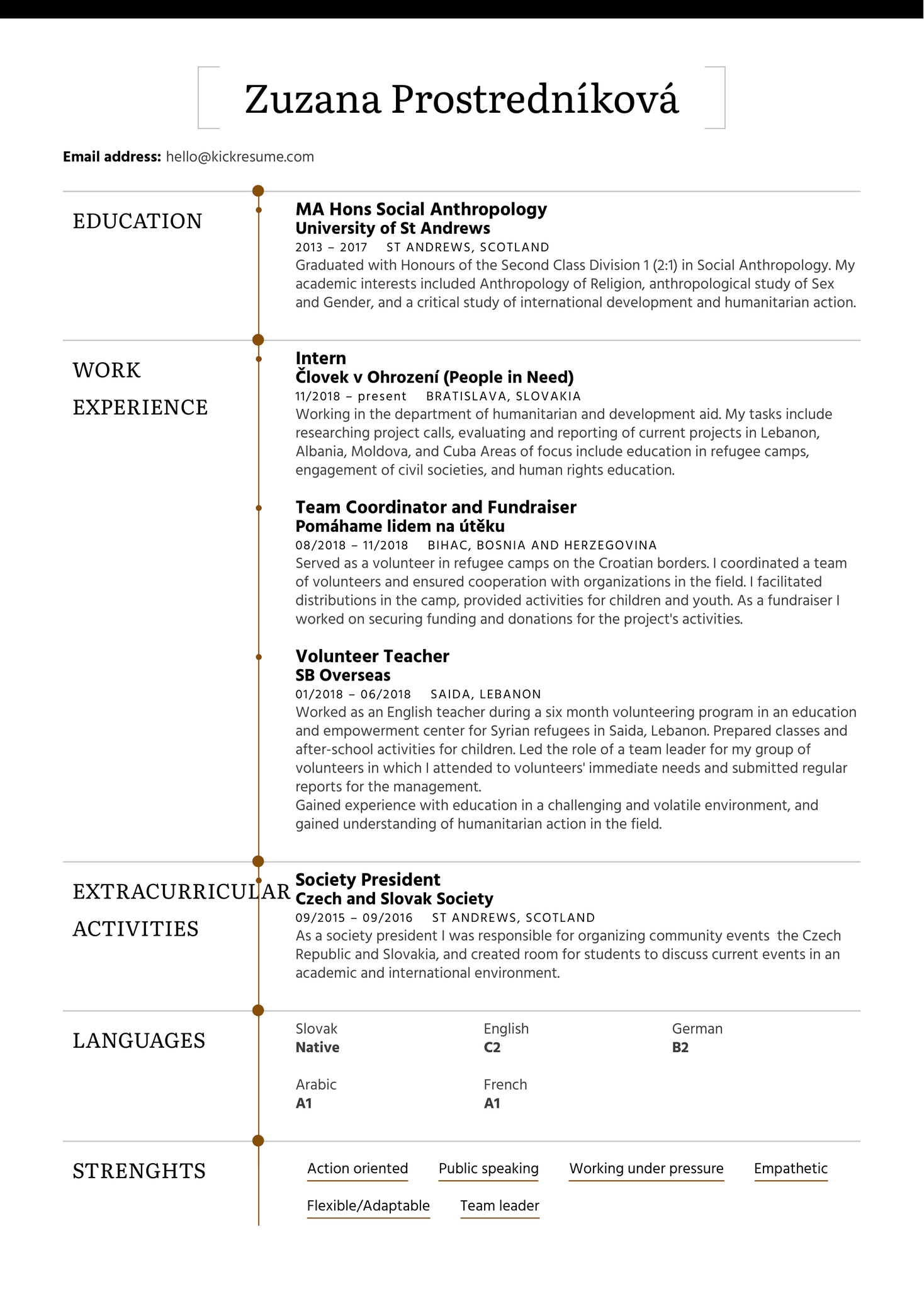 Refugee Volunteer Resume Sample