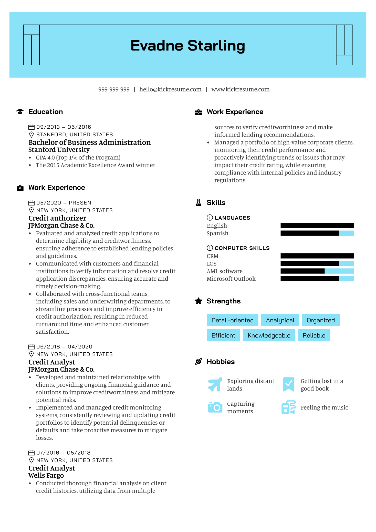 Credit Authorizer Resume Sample