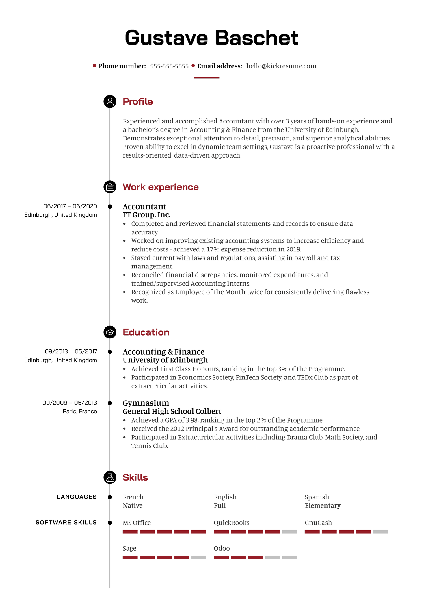 Professional Accountant Resume Sample