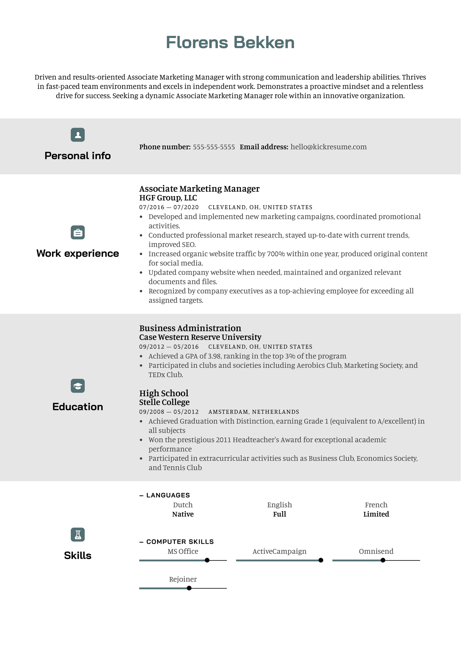 Chronological Resume Template