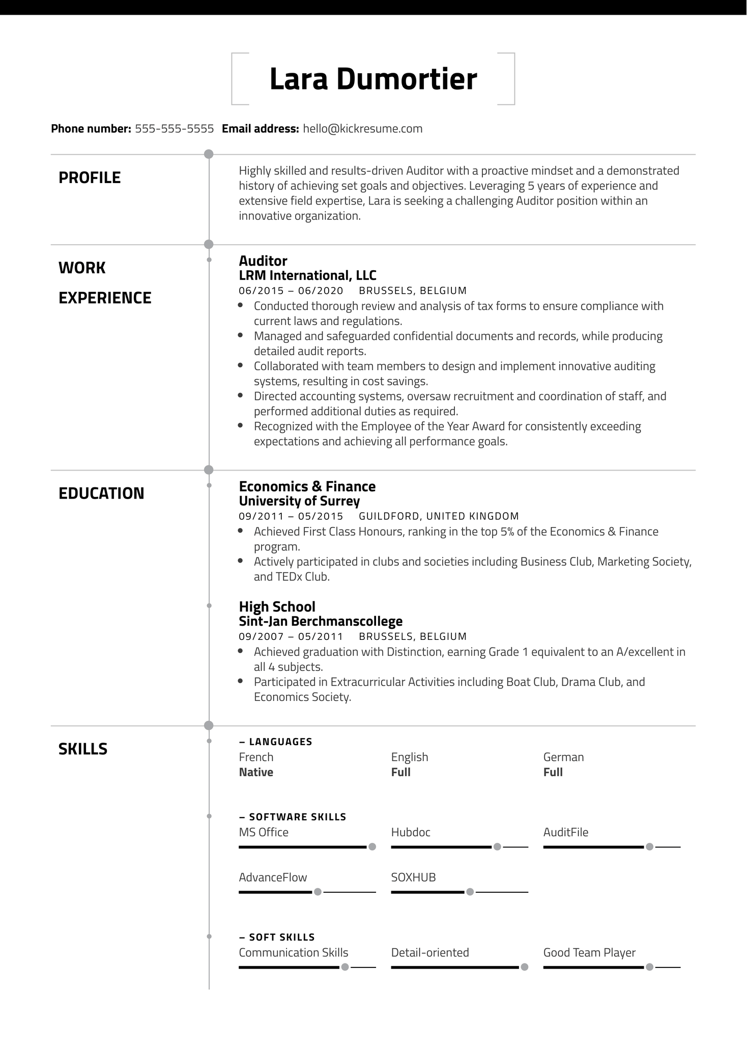 Free Auditor Resume Sample