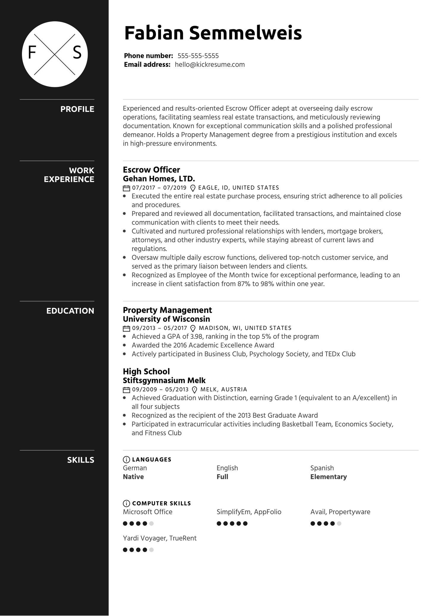 Escrow Officer Resume Sample